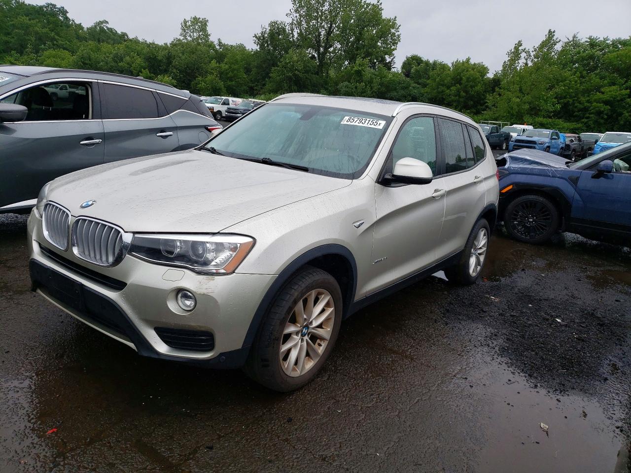 2015 Bmw X3 Xdrive28i Silver vin: 5UXWX9C51F0D49101