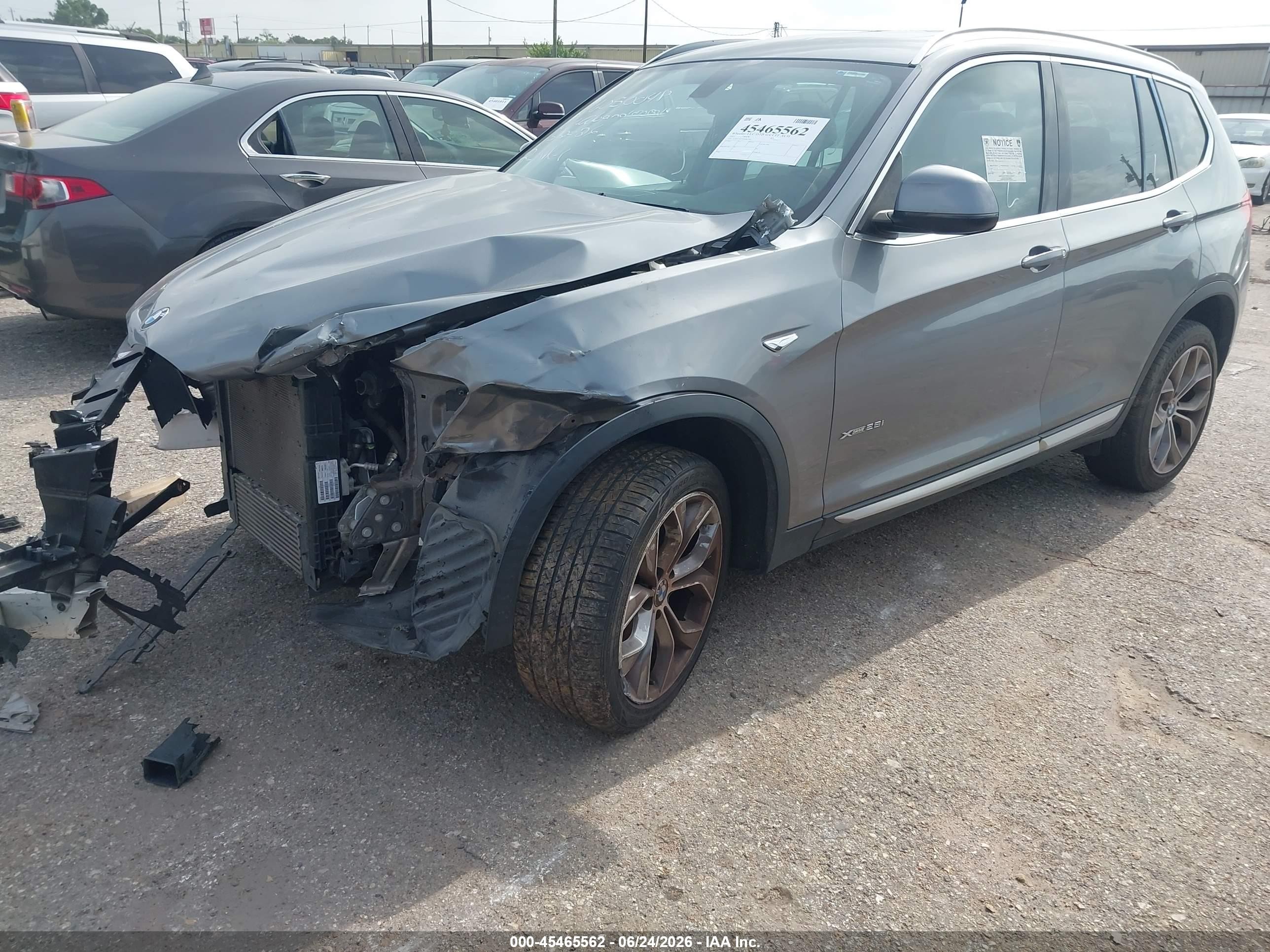 2015 Bmw X3 Xdrive28i Gray vin: 5UXWX9C51F0D61930