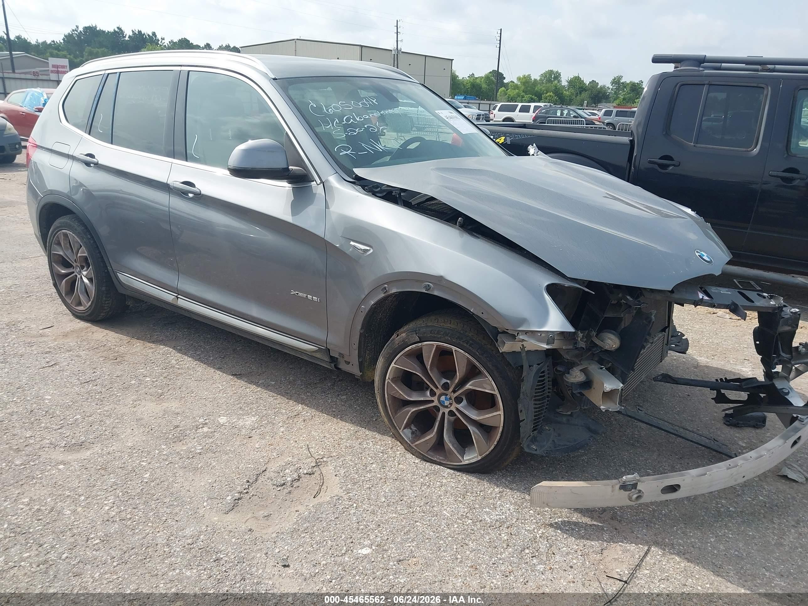 2015 Bmw X3 Xdrive28i Gray vin: 5UXWX9C51F0D61930