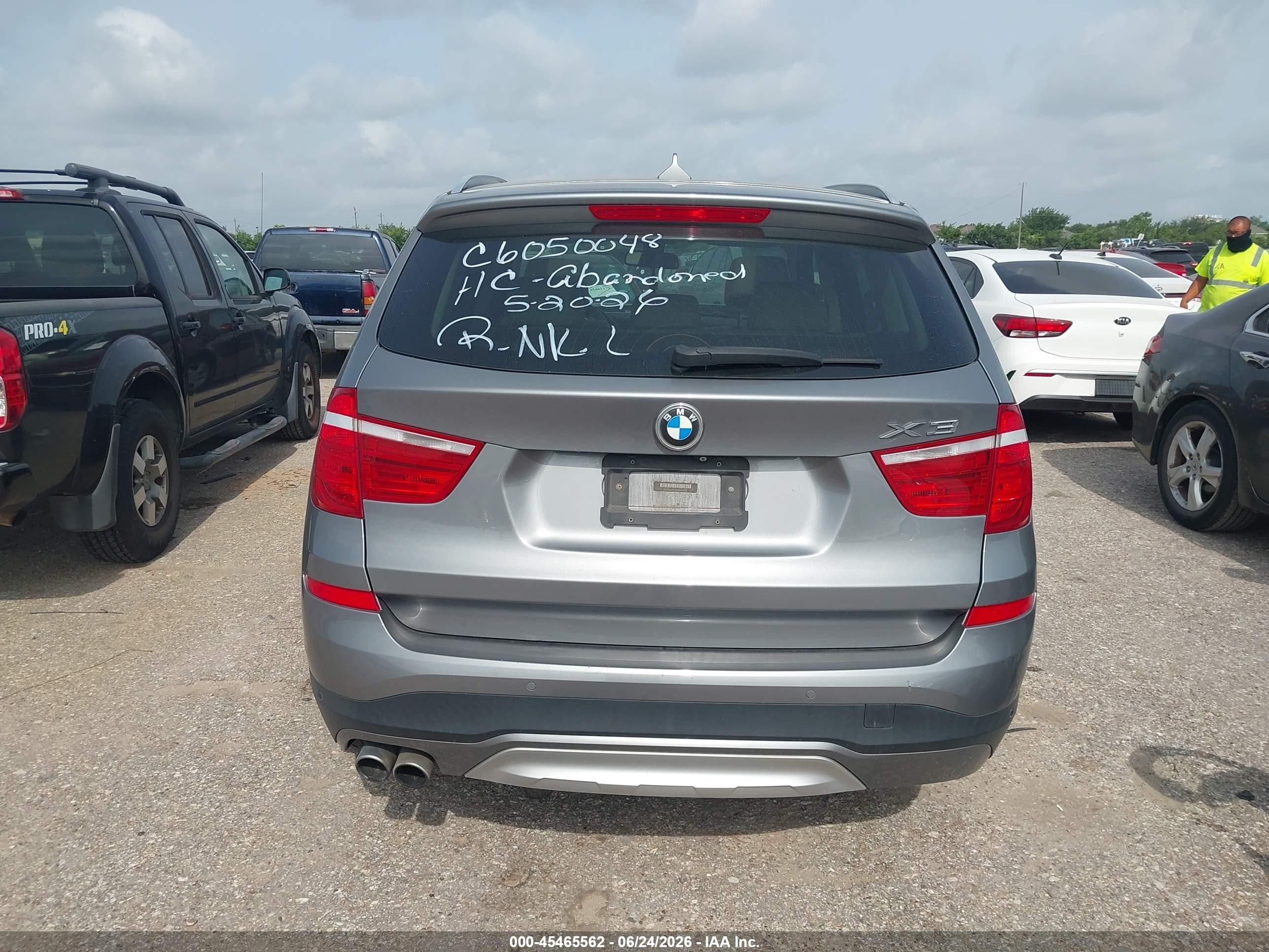 2015 Bmw X3 Xdrive28i Gray vin: 5UXWX9C51F0D61930
