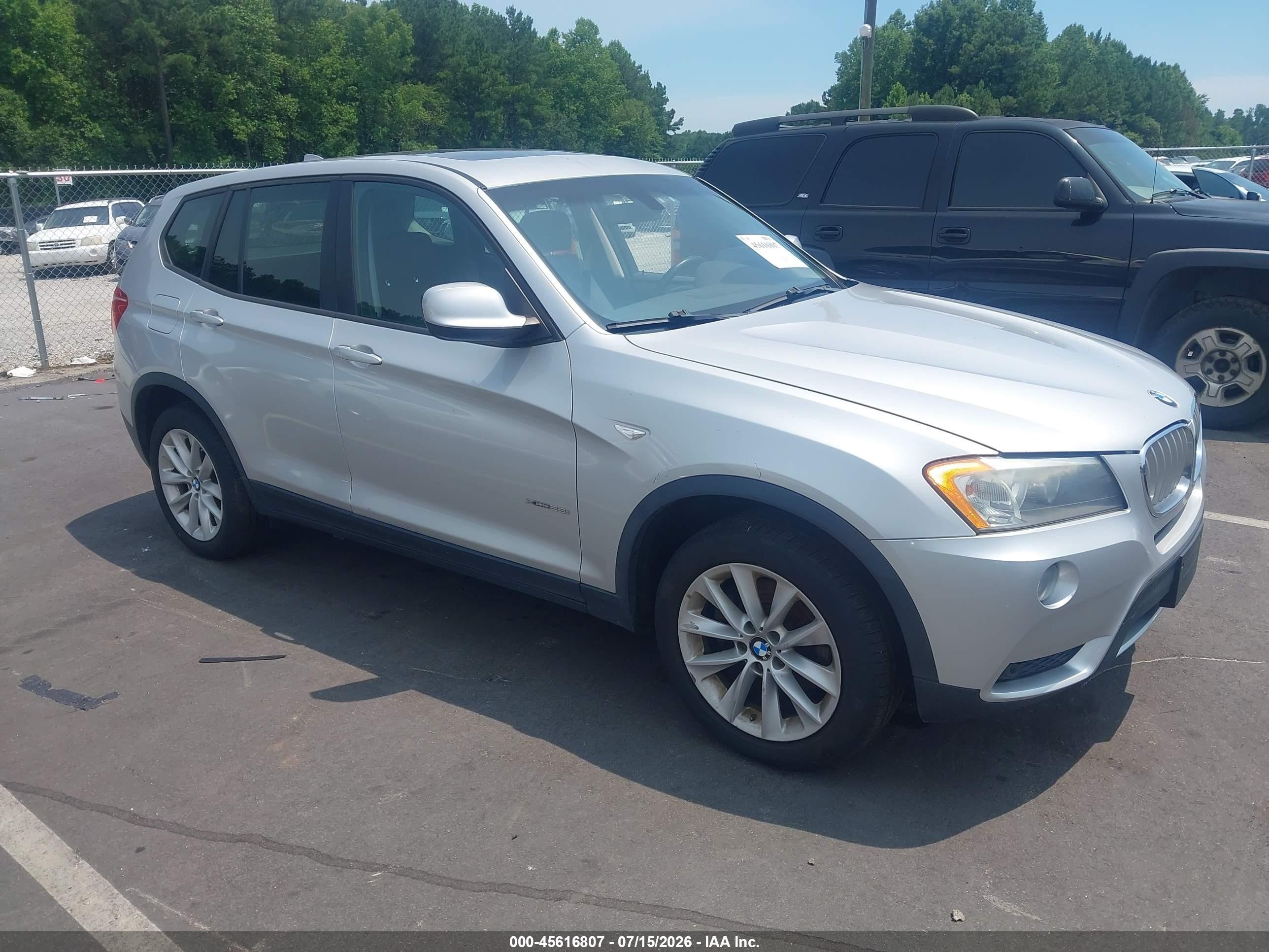 2013 Bmw X3 Xdrive28i Silver vin: 5UXWX9C52D0A20078