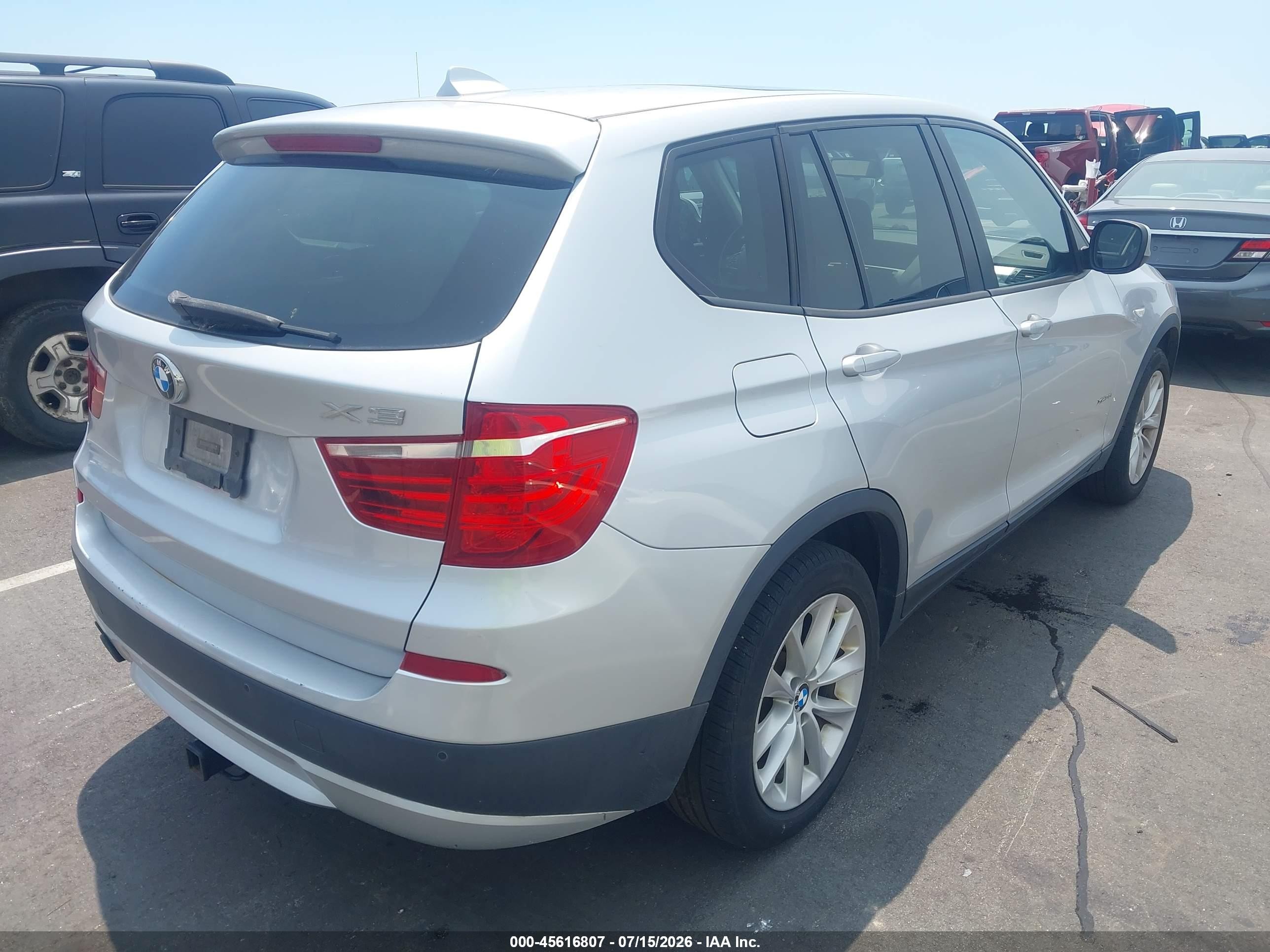 2013 Bmw X3 Xdrive28i Silver vin: 5UXWX9C52D0A20078