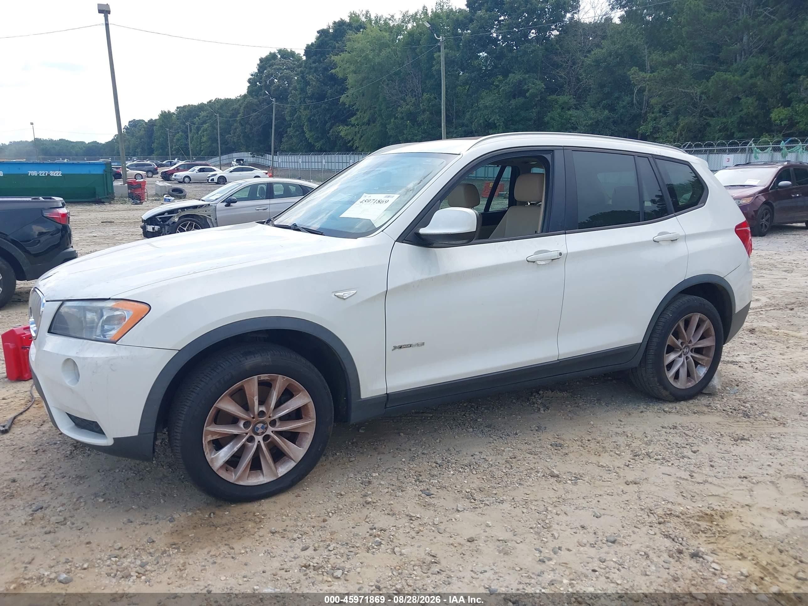 2013 Bmw X3 Xdrive28i White vin: 5UXWX9C52D0D01930