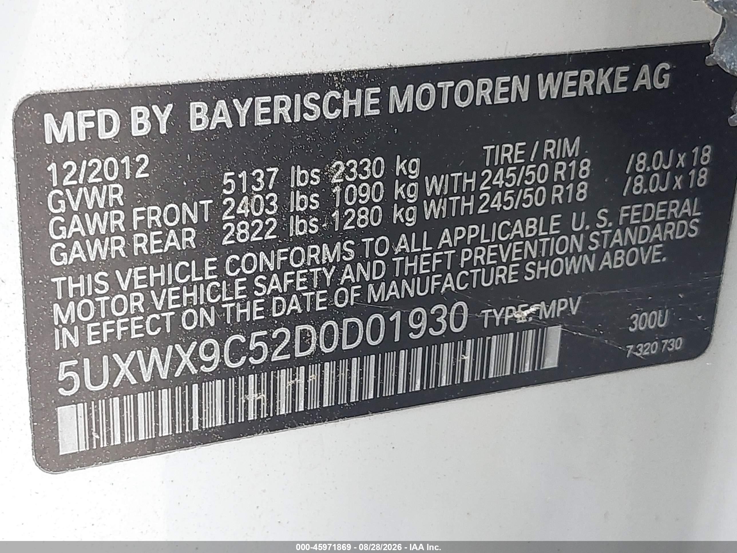 2013 Bmw X3 Xdrive28i White vin: 5UXWX9C52D0D01930