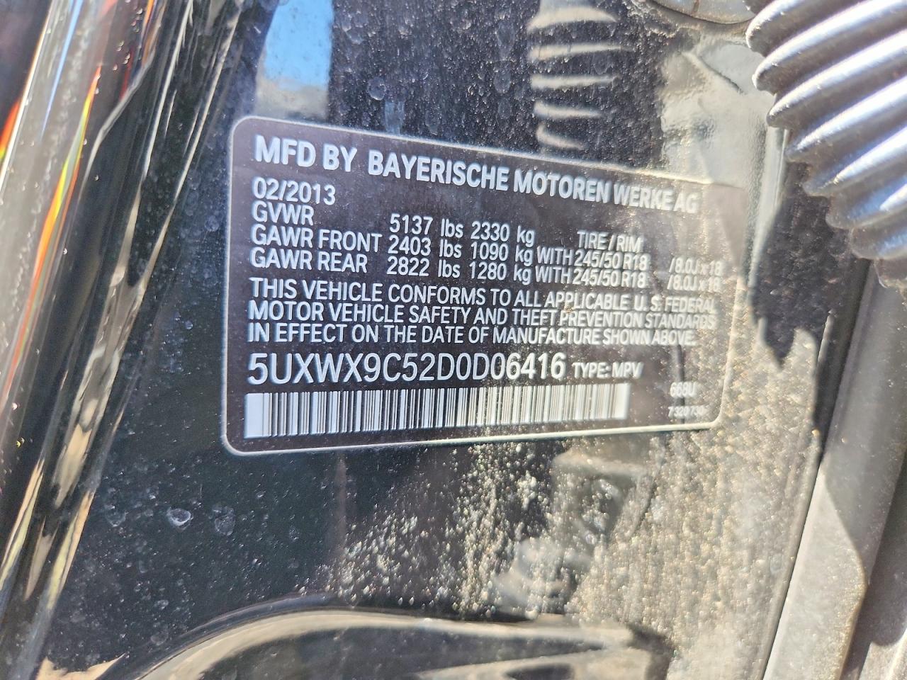 2013 Bmw X3 Xdrive28i Black vin: 5UXWX9C52D0D06416