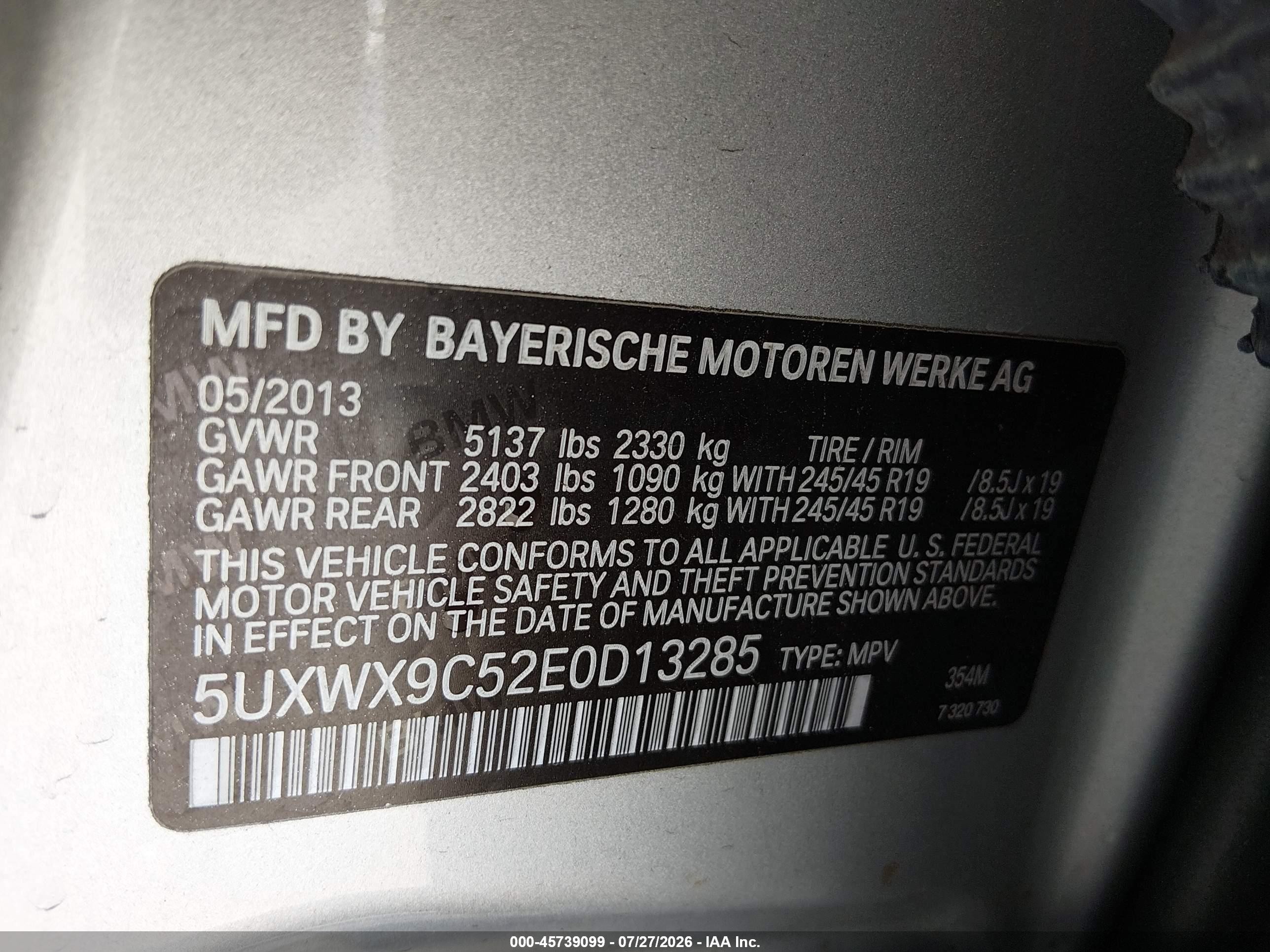 2014 Bmw X3 Xdrive28i Серебряный vin: 5UXWX9C52E0D13285