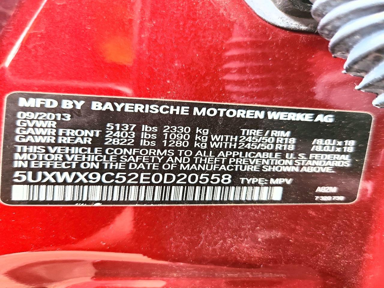2014 Bmw X3 Xdrive28i Red vin: 5UXWX9C52E0D20558