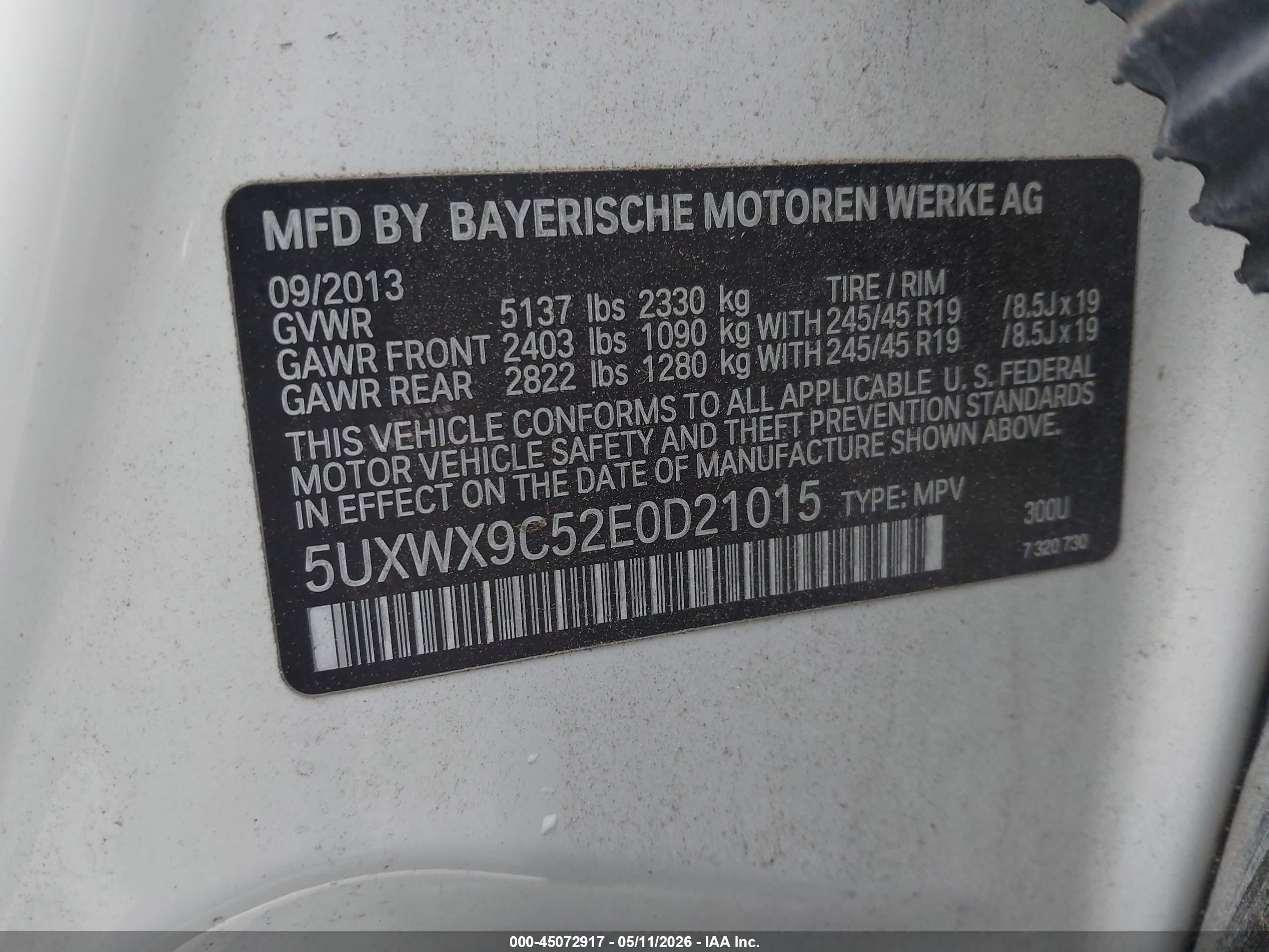 2014 Bmw X3 Xdrive28i Белый vin: 5UXWX9C52E0D21015