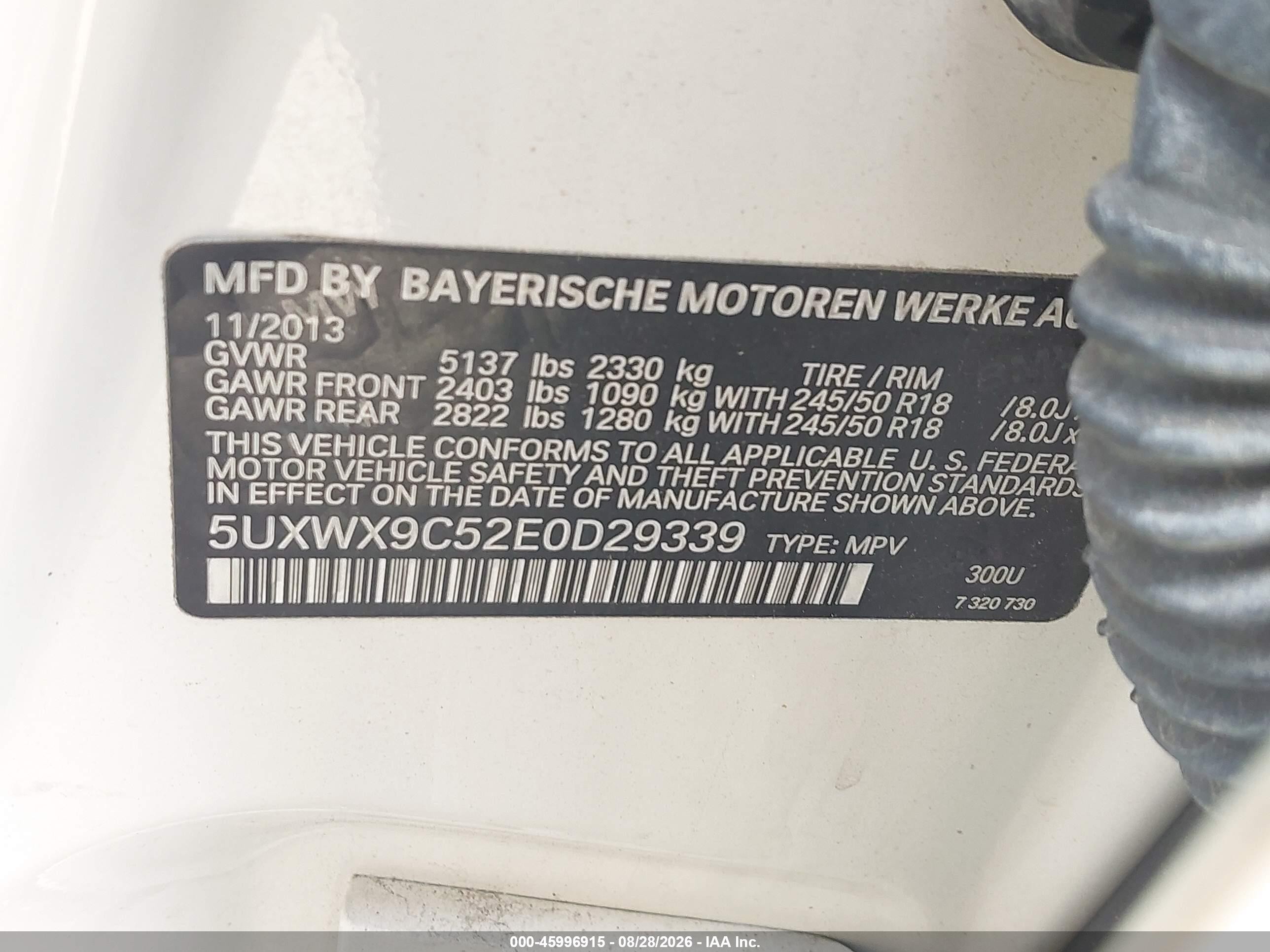 2014 Bmw X3 Xdrive28i Белый vin: 5UXWX9C52E0D29339