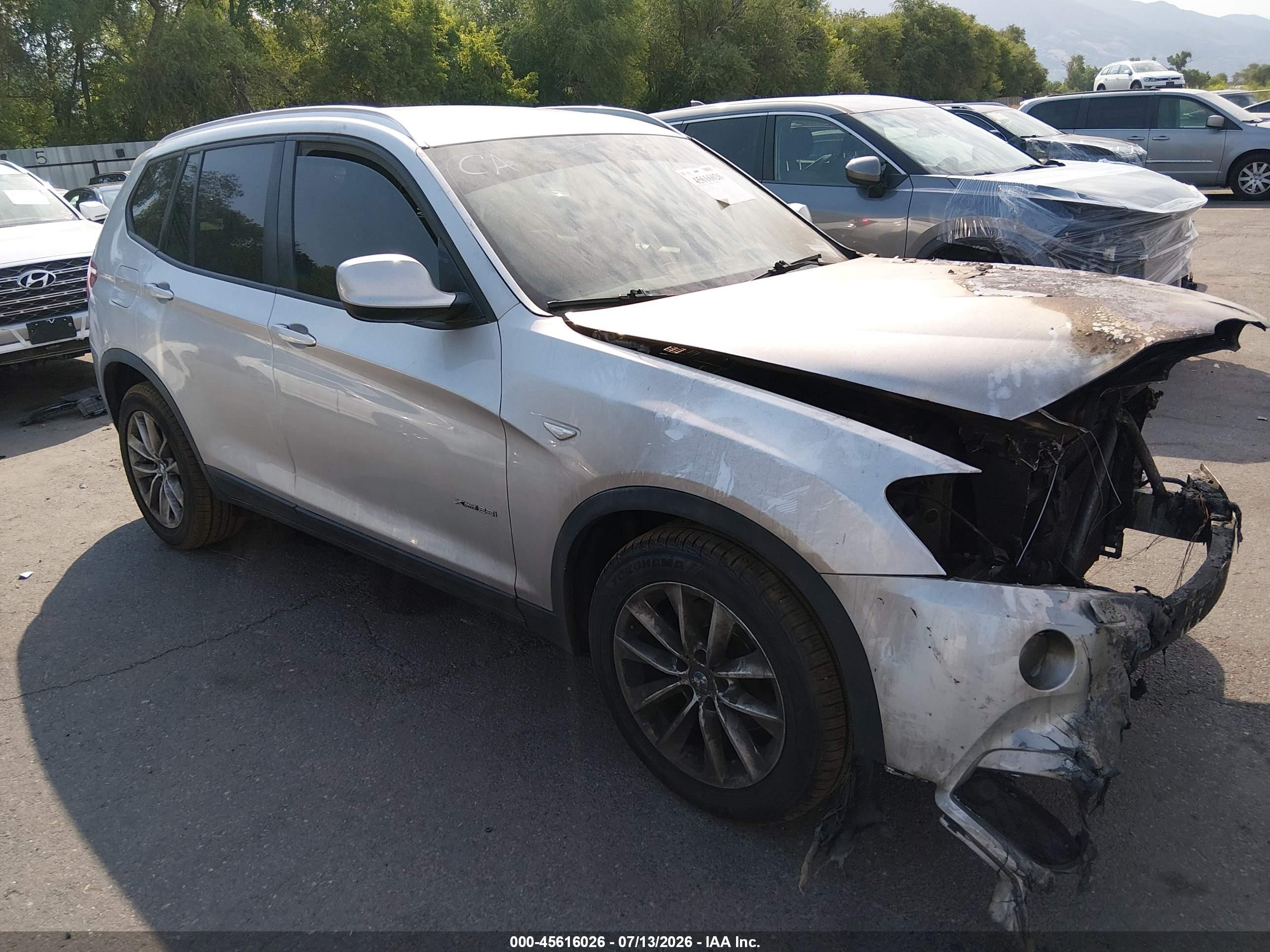 2014 Bmw X3 Xdrive28i Silver vin: 5UXWX9C52E0D29471
