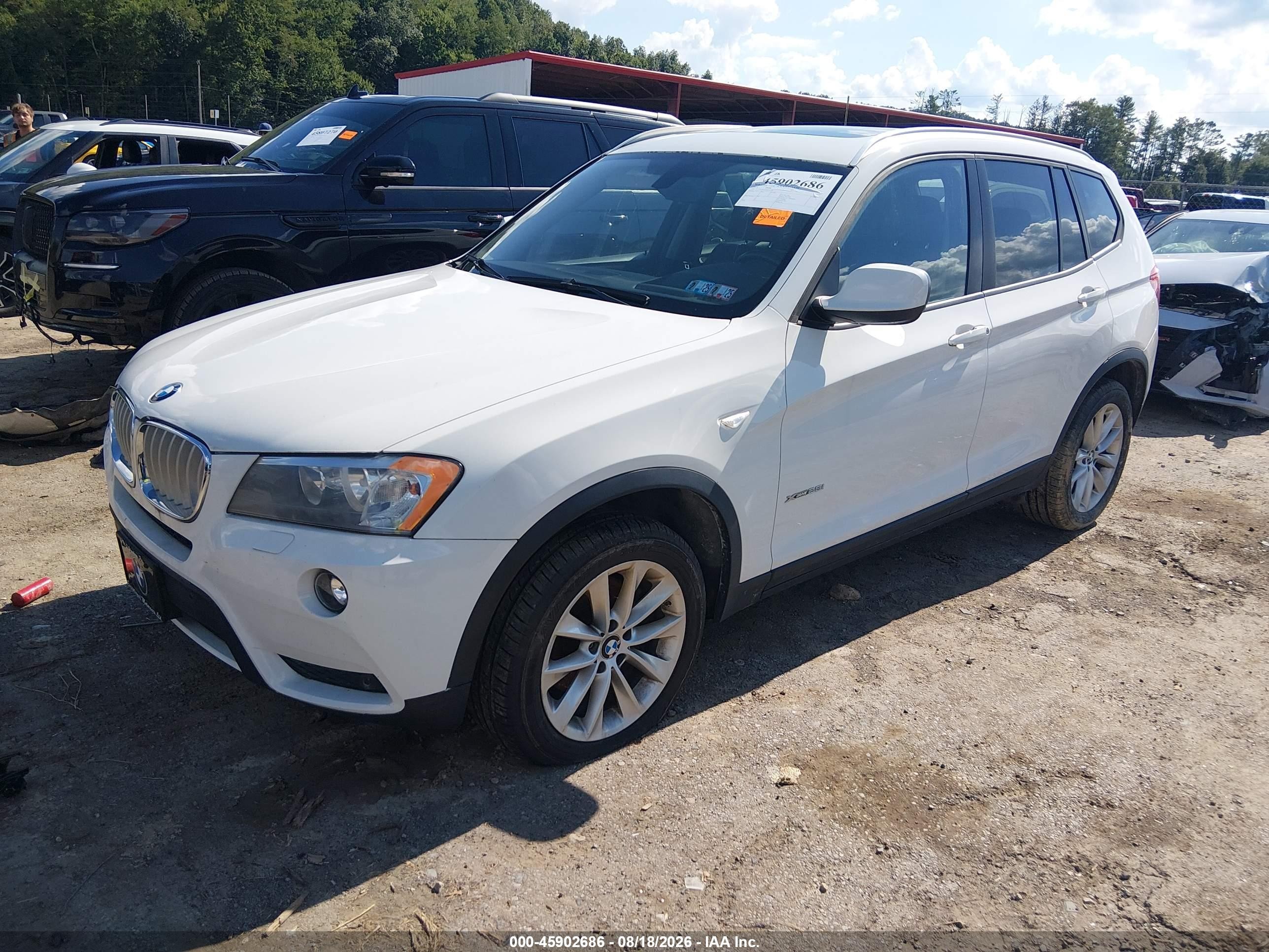 2014 Bmw X3 Xdrive28i White vin: 5UXWX9C52E0D33178