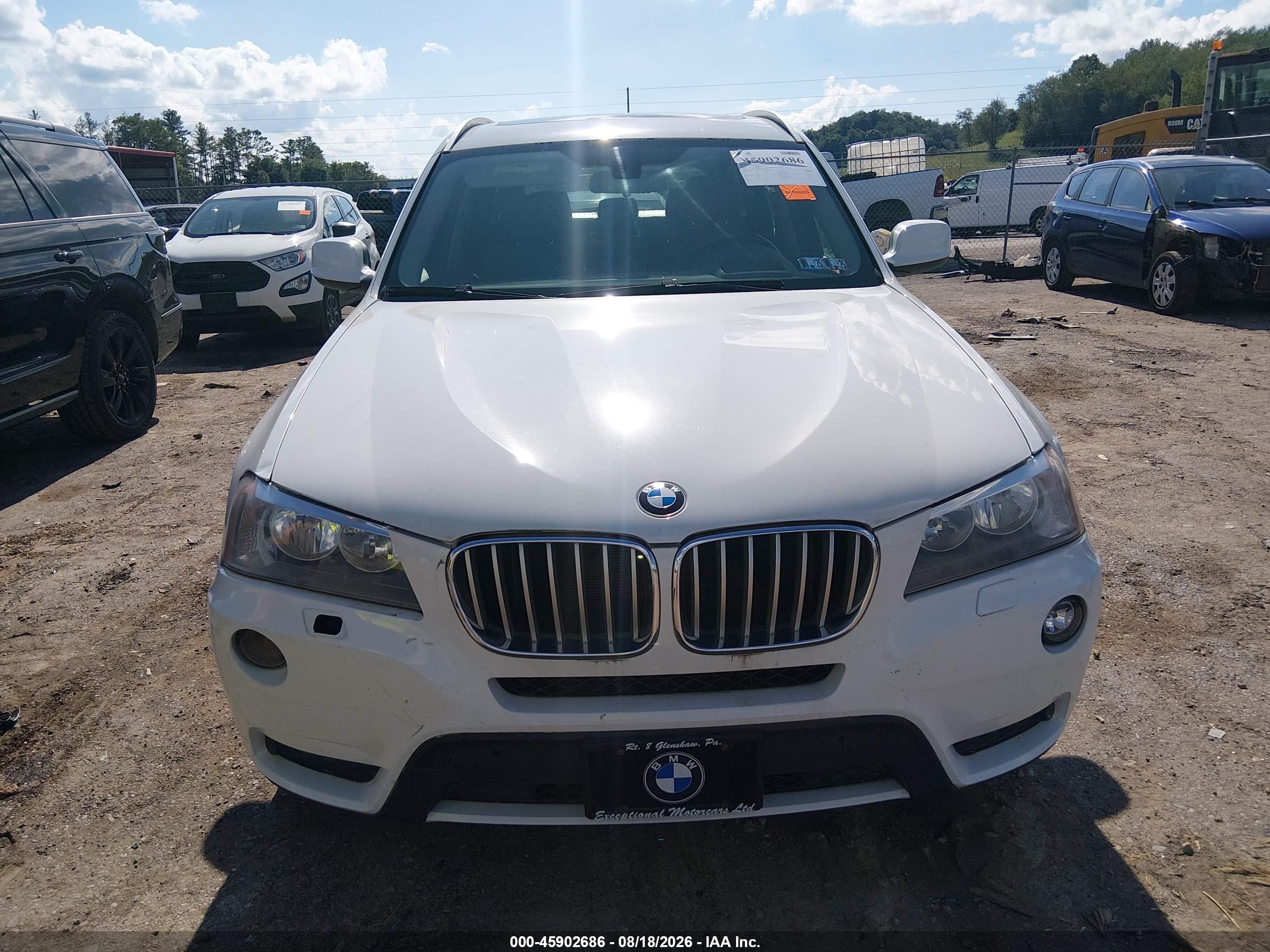 2014 Bmw X3 Xdrive28i White vin: 5UXWX9C52E0D33178
