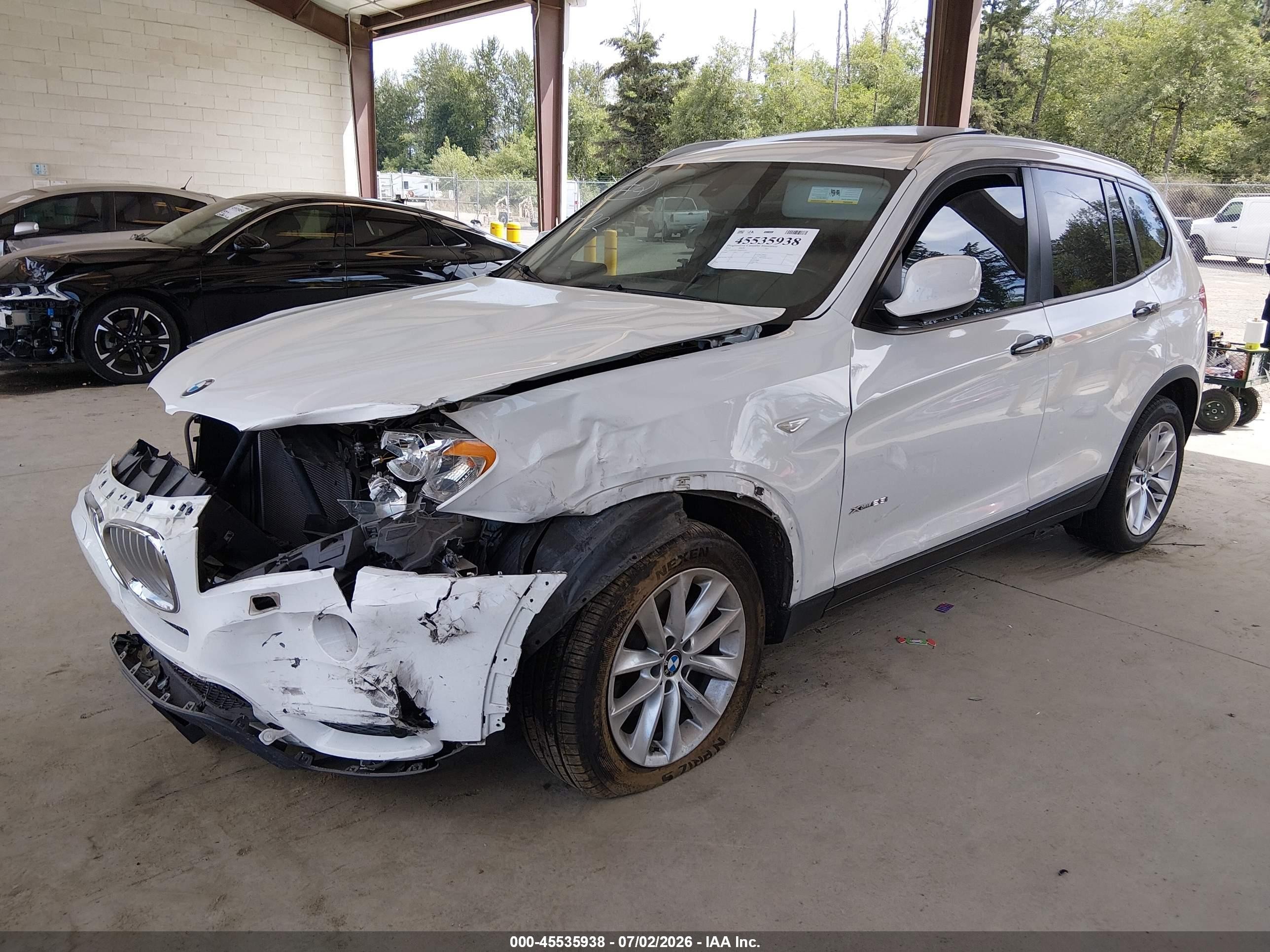 2014 Bmw X3 Xdrive28i White vin: 5UXWX9C52E0D43516
