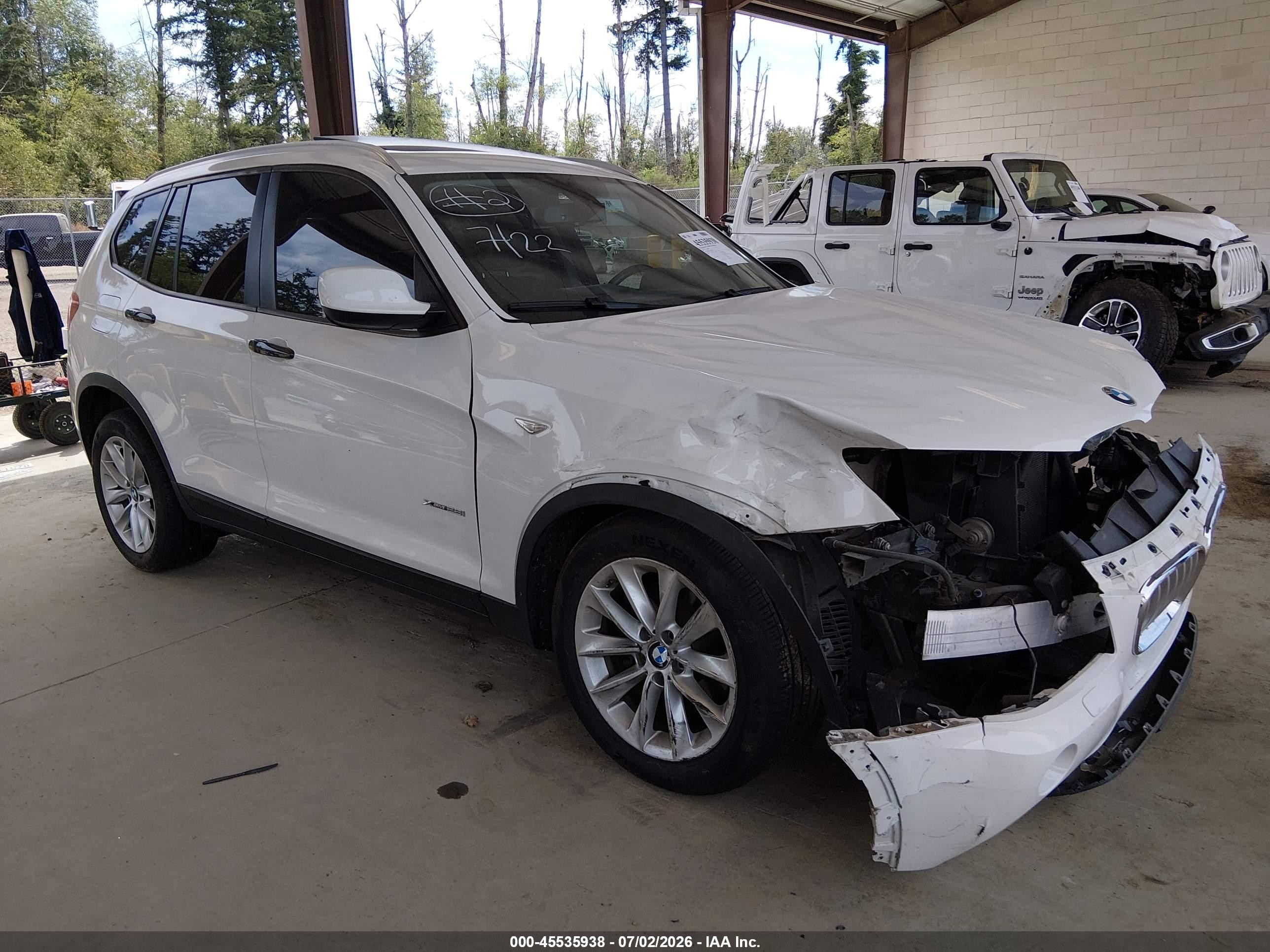 2014 Bmw X3 Xdrive28i White vin: 5UXWX9C52E0D43516