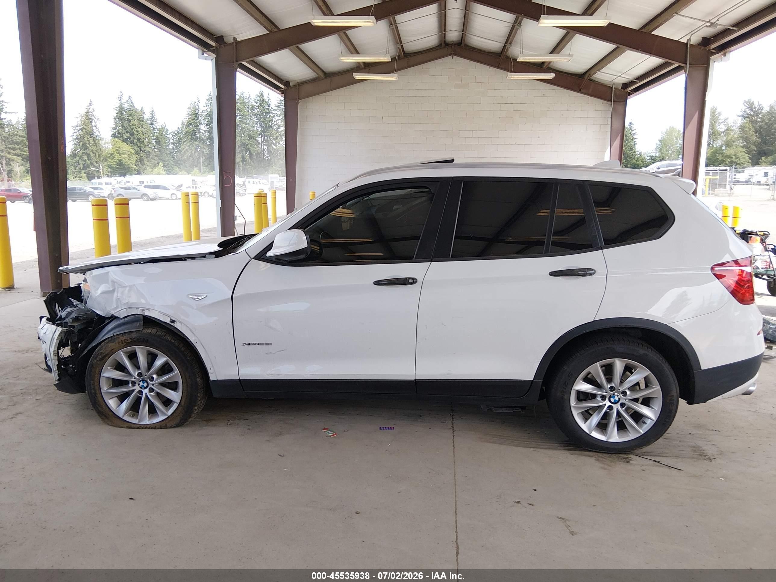 2014 Bmw X3 Xdrive28i White vin: 5UXWX9C52E0D43516