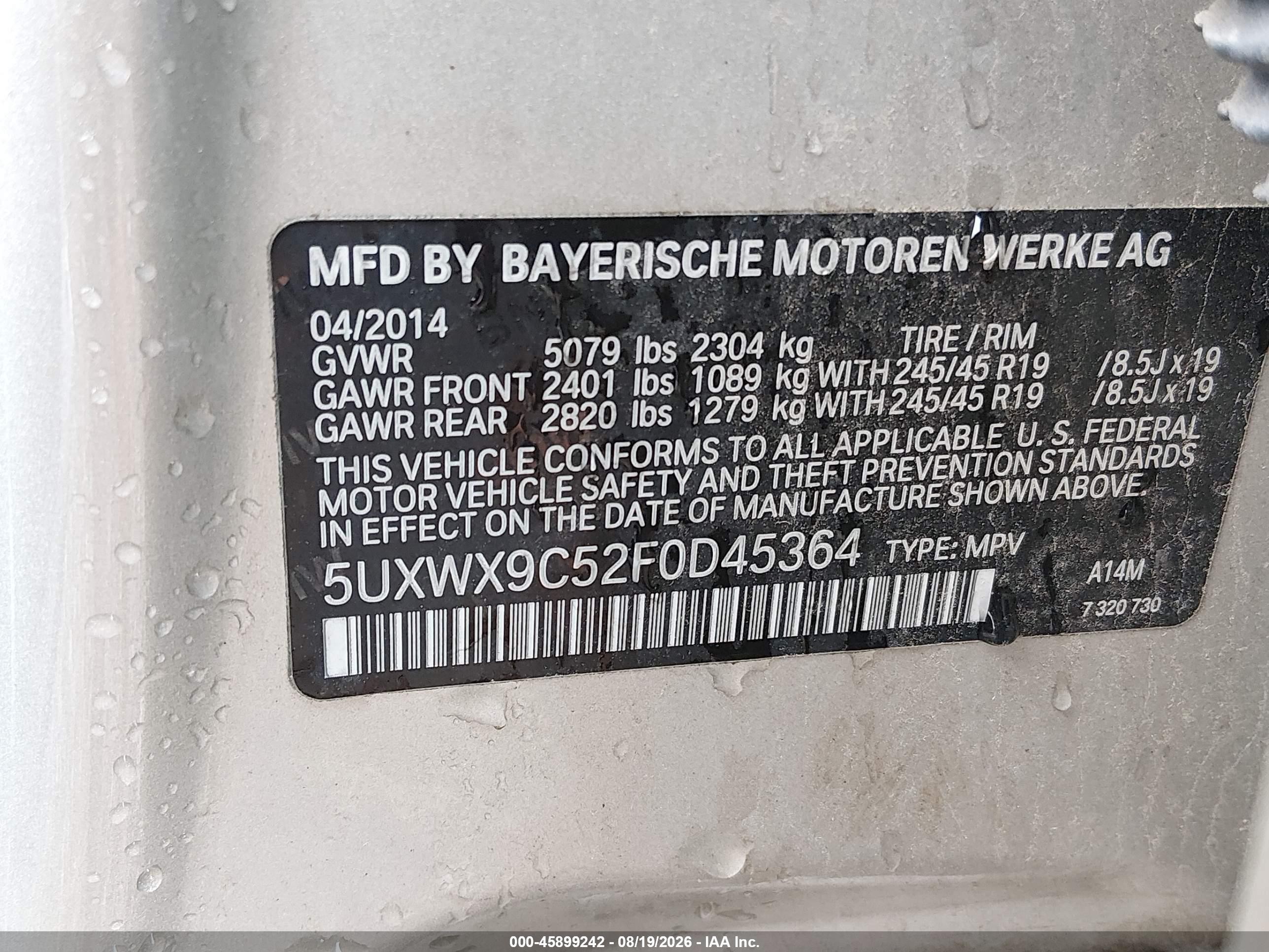 2015 Bmw X3 Xdrive28i Золотой vin: 5UXWX9C52F0D45364
