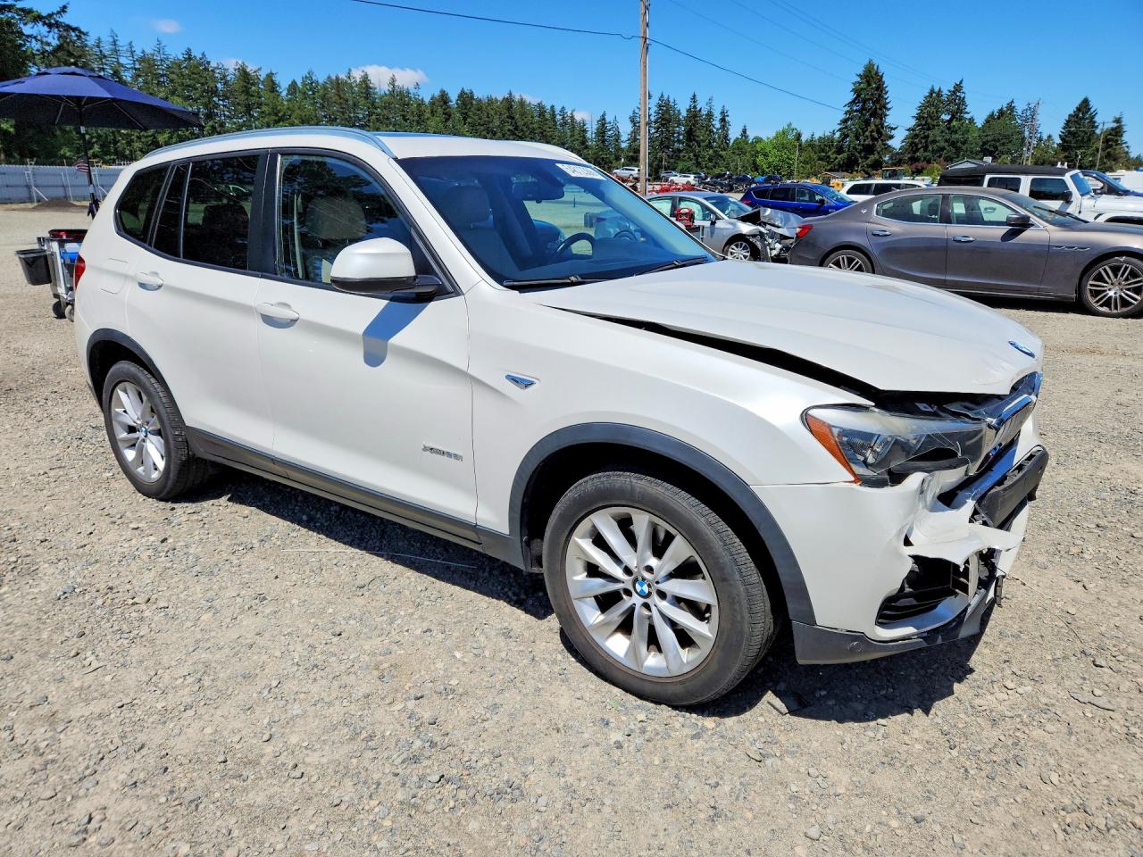 2015 Bmw X3 Xdrive28i White vin: 5UXWX9C52F0D46952