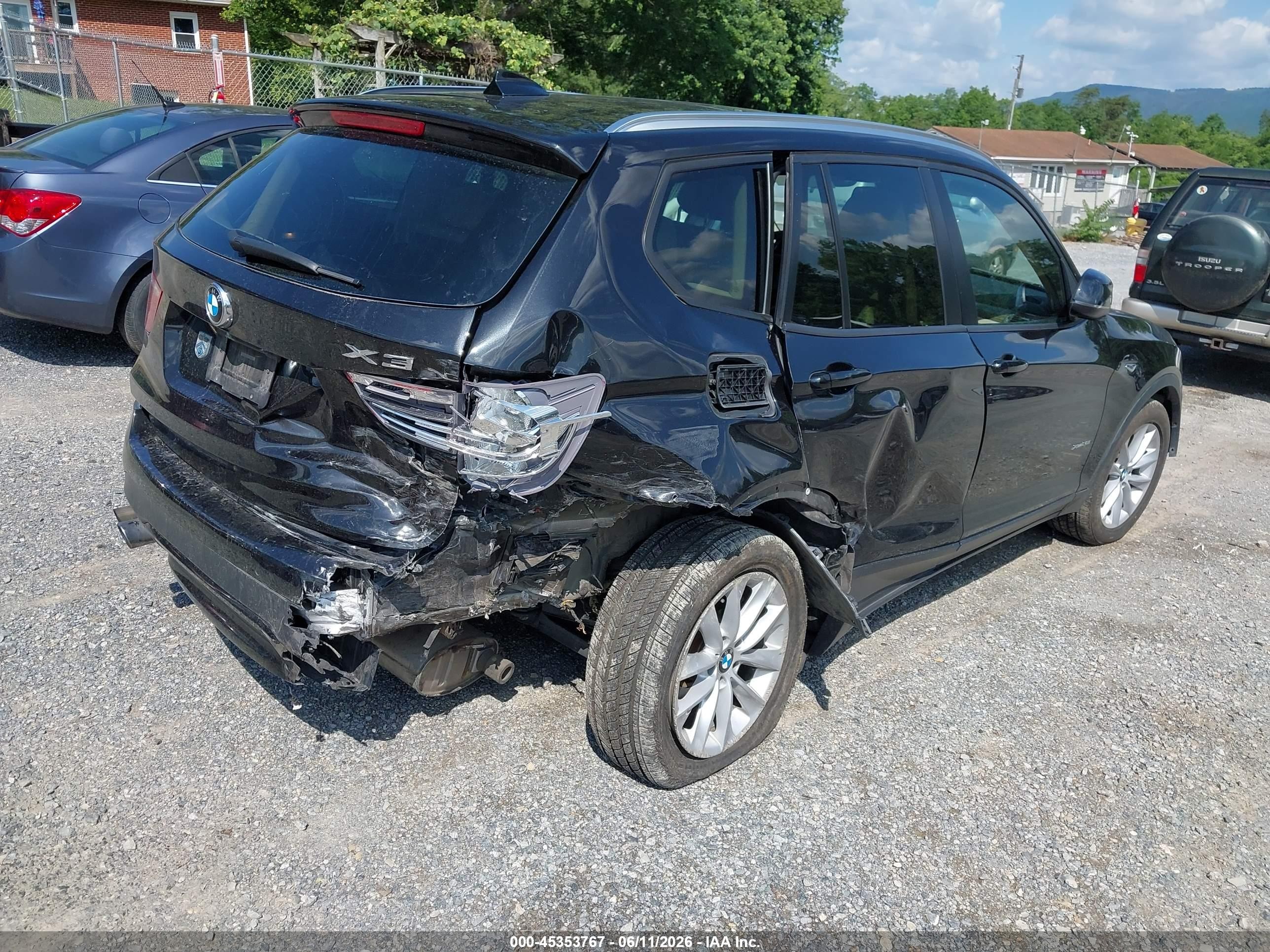 2015 Bmw X3 Xdrive28i Черный vin: 5UXWX9C52F0D52251
