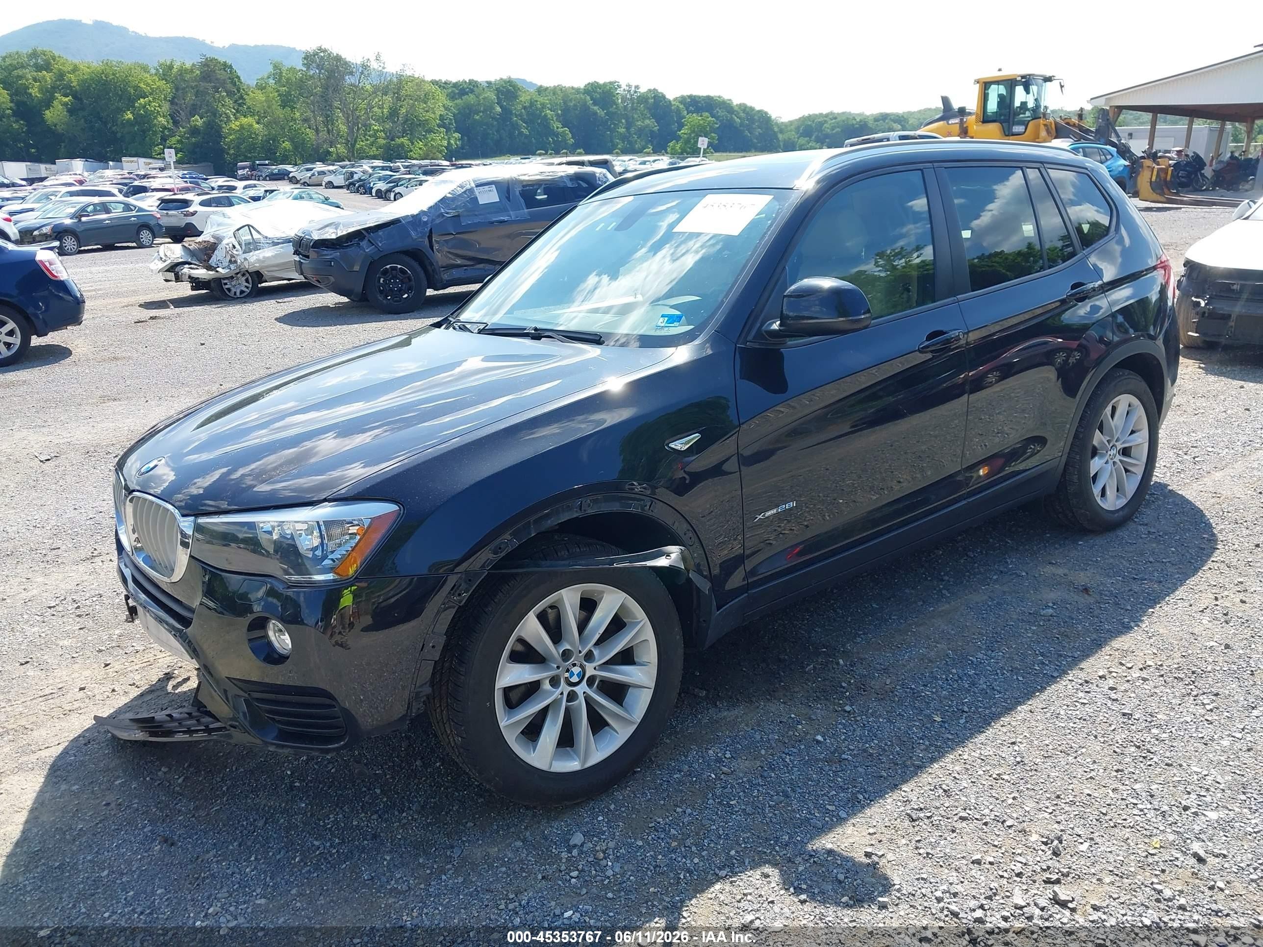 2015 Bmw X3 Xdrive28i Черный vin: 5UXWX9C52F0D52251