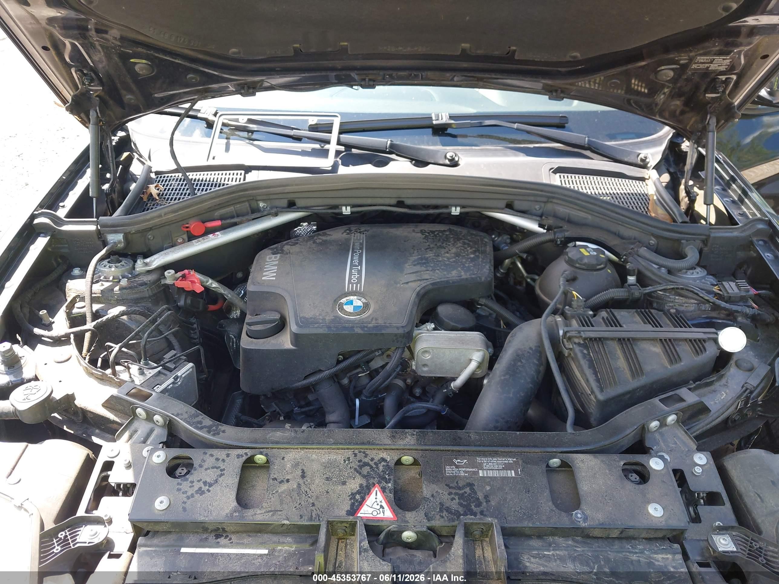 2015 Bmw X3 Xdrive28i Черный vin: 5UXWX9C52F0D52251