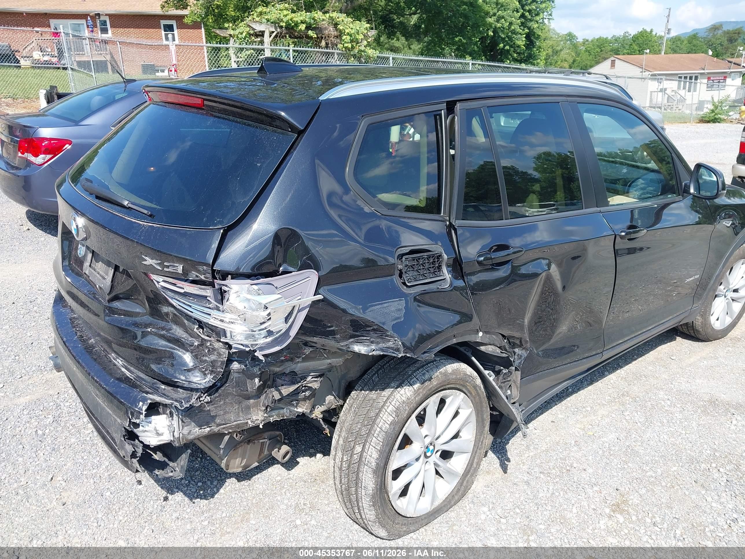 2015 Bmw X3 Xdrive28i Черный vin: 5UXWX9C52F0D52251