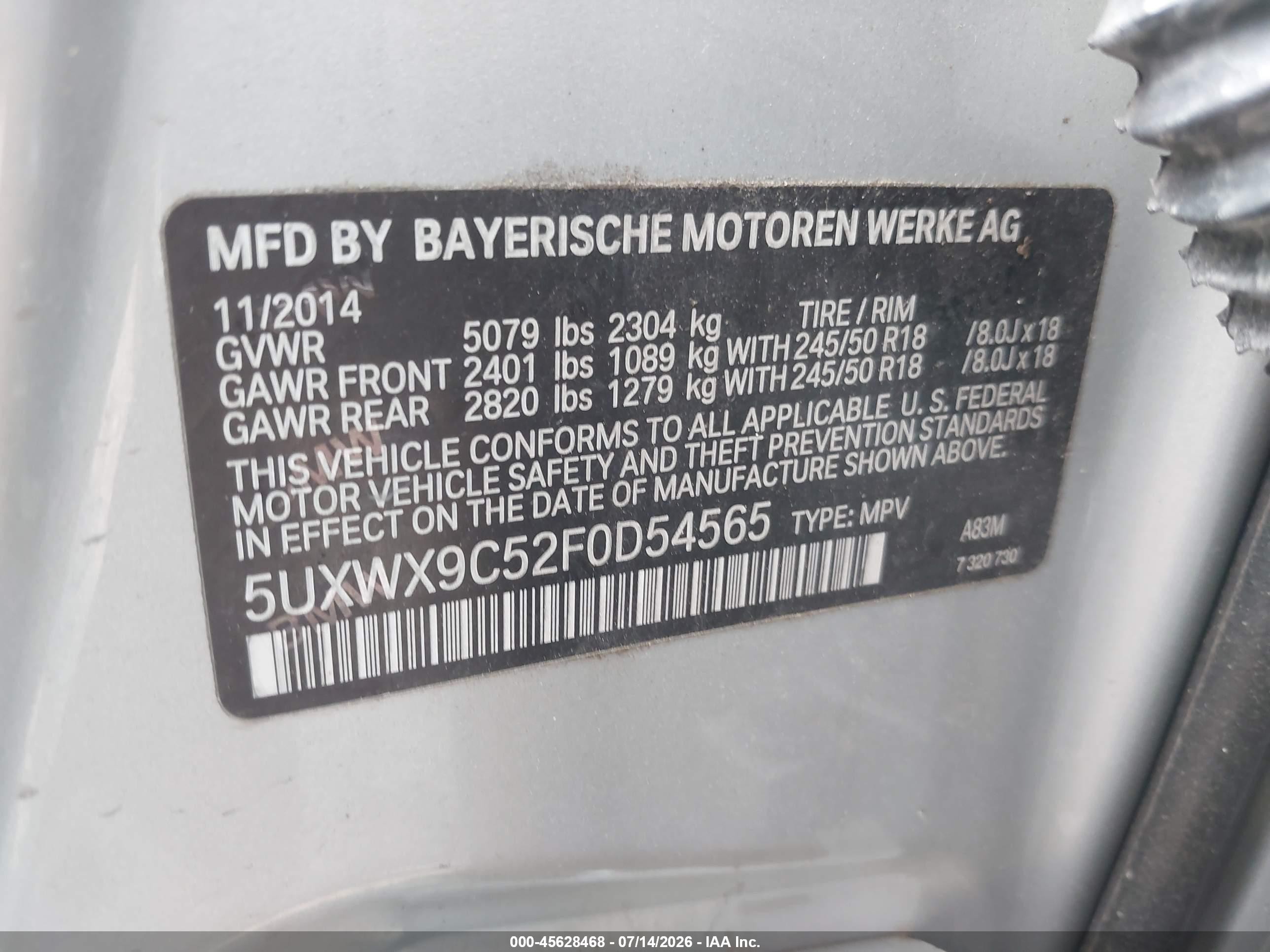 2015 Bmw X3 Xdrive28i Silver vin: 5UXWX9C52F0D54565