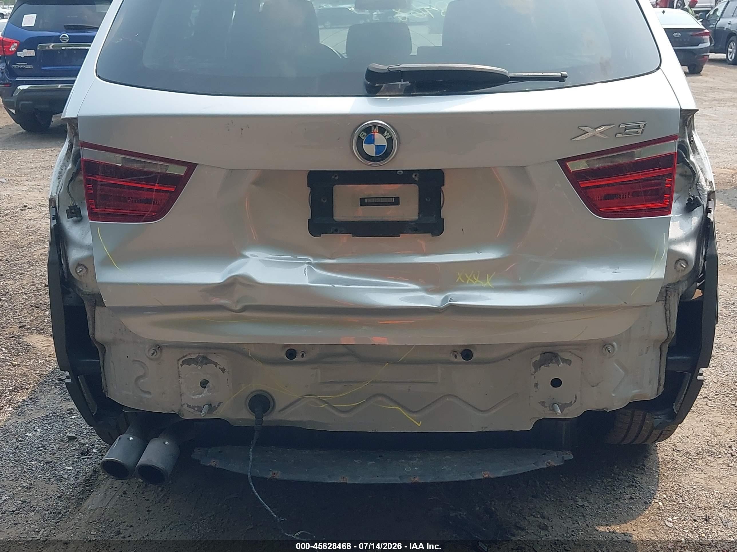 2015 Bmw X3 Xdrive28i Silver vin: 5UXWX9C52F0D54565