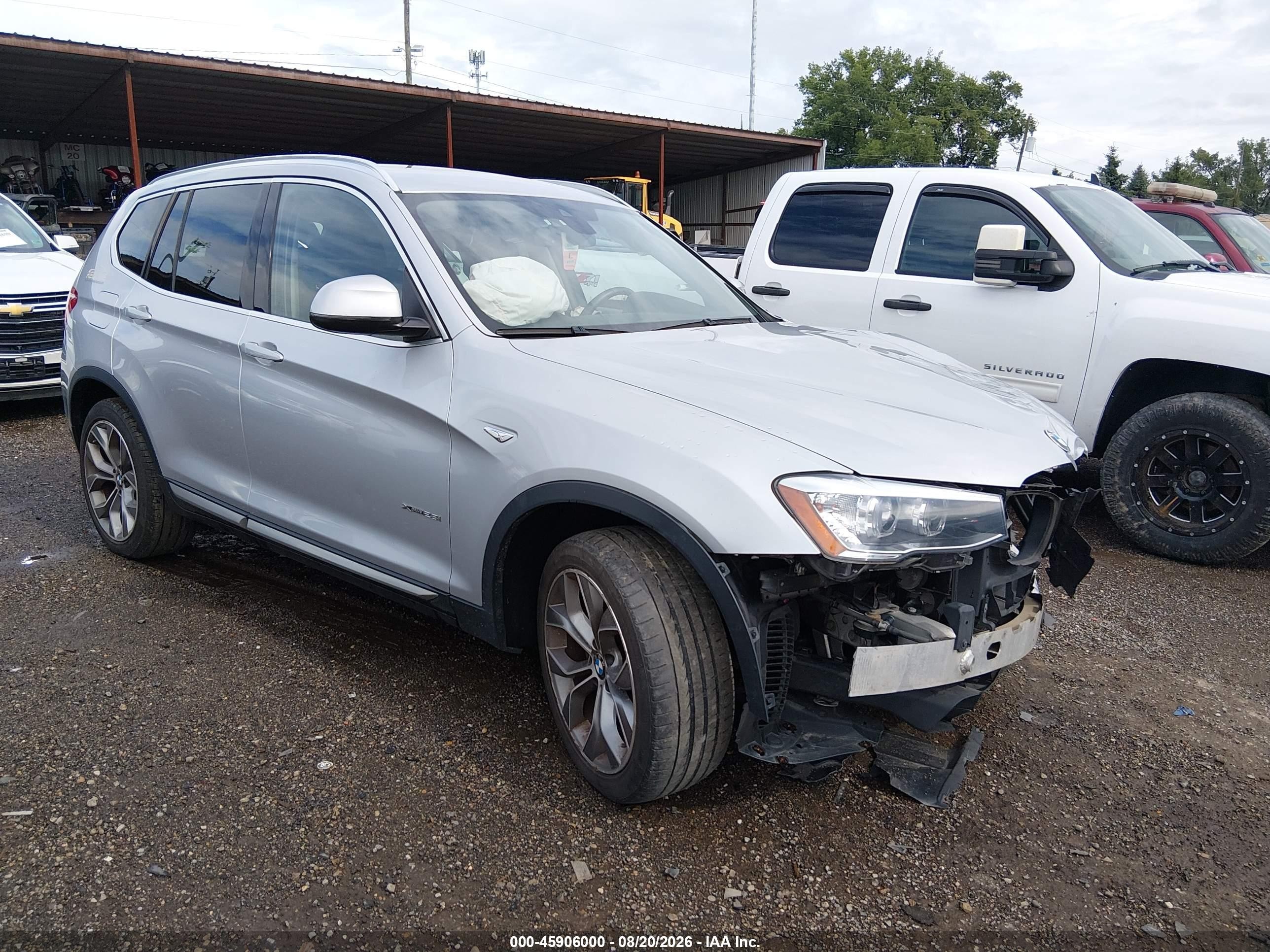 2015 Bmw X3 Xdrive28i Silver vin: 5UXWX9C52F0D56736