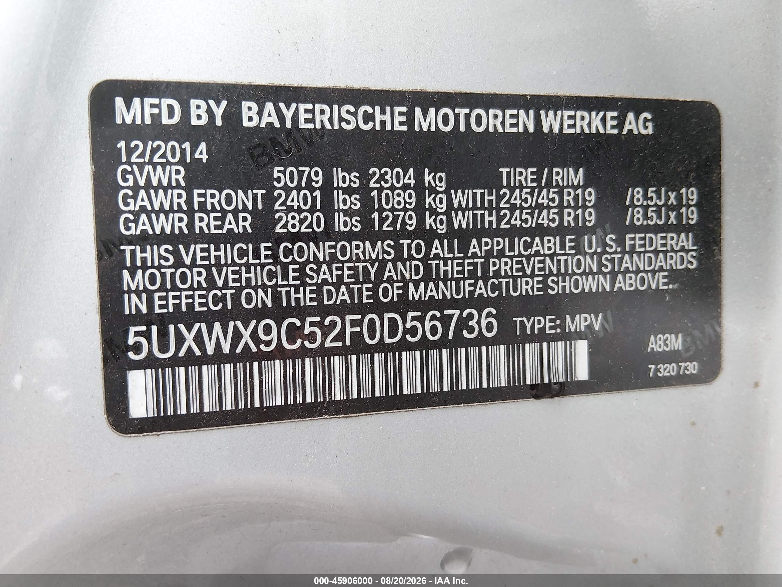 2015 Bmw X3 Xdrive28i Silver vin: 5UXWX9C52F0D56736