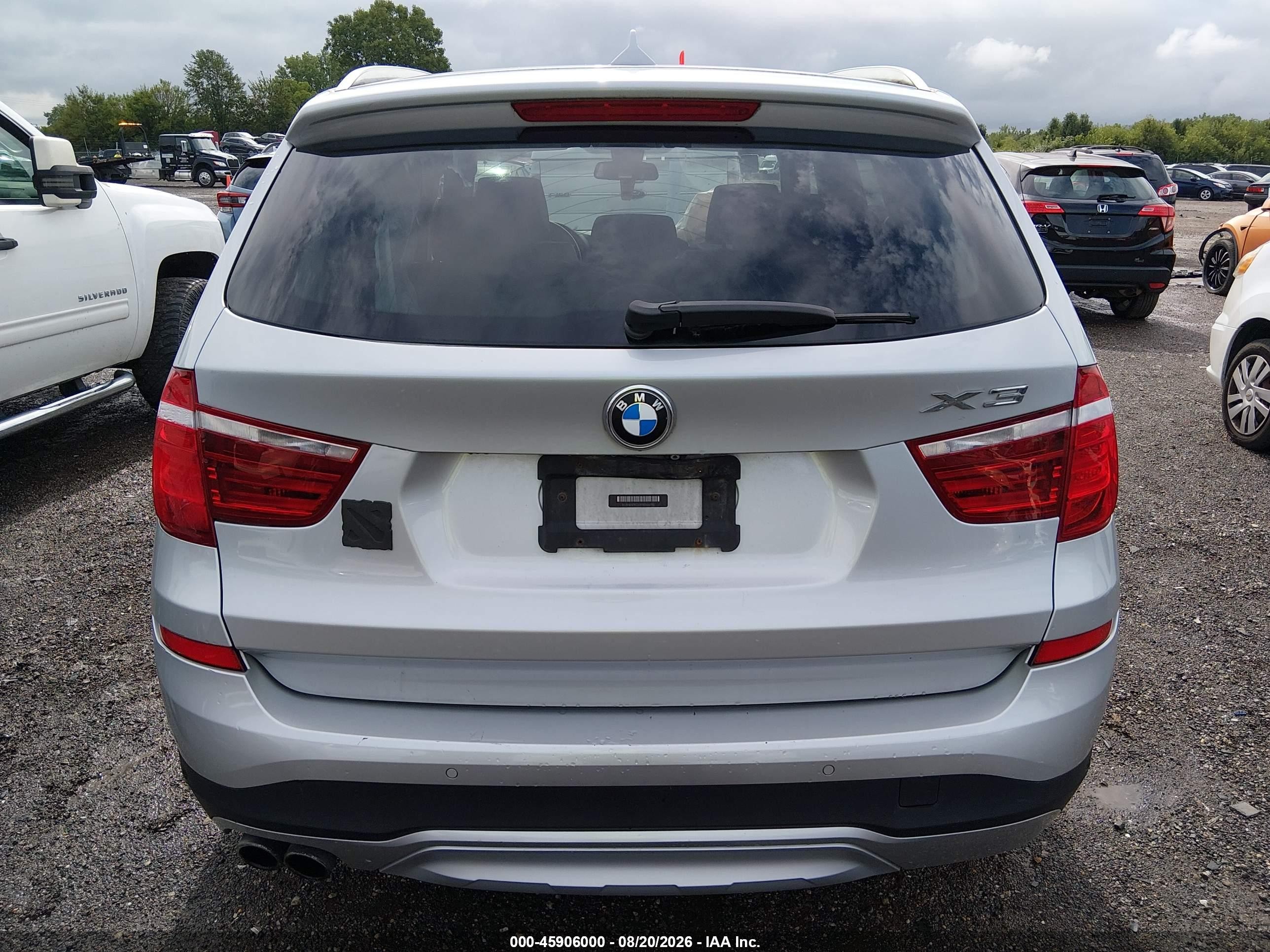 2015 Bmw X3 Xdrive28i Silver vin: 5UXWX9C52F0D56736