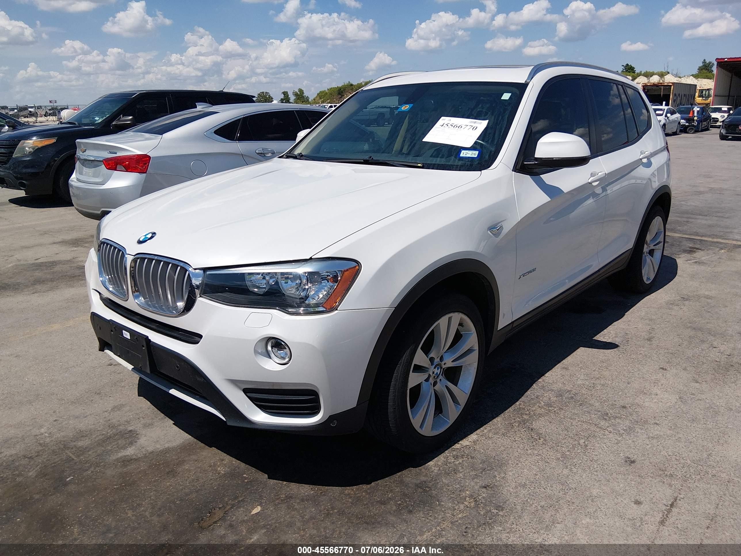 2015 Bmw X3 Xdrive28i White vin: 5UXWX9C52F0D56879