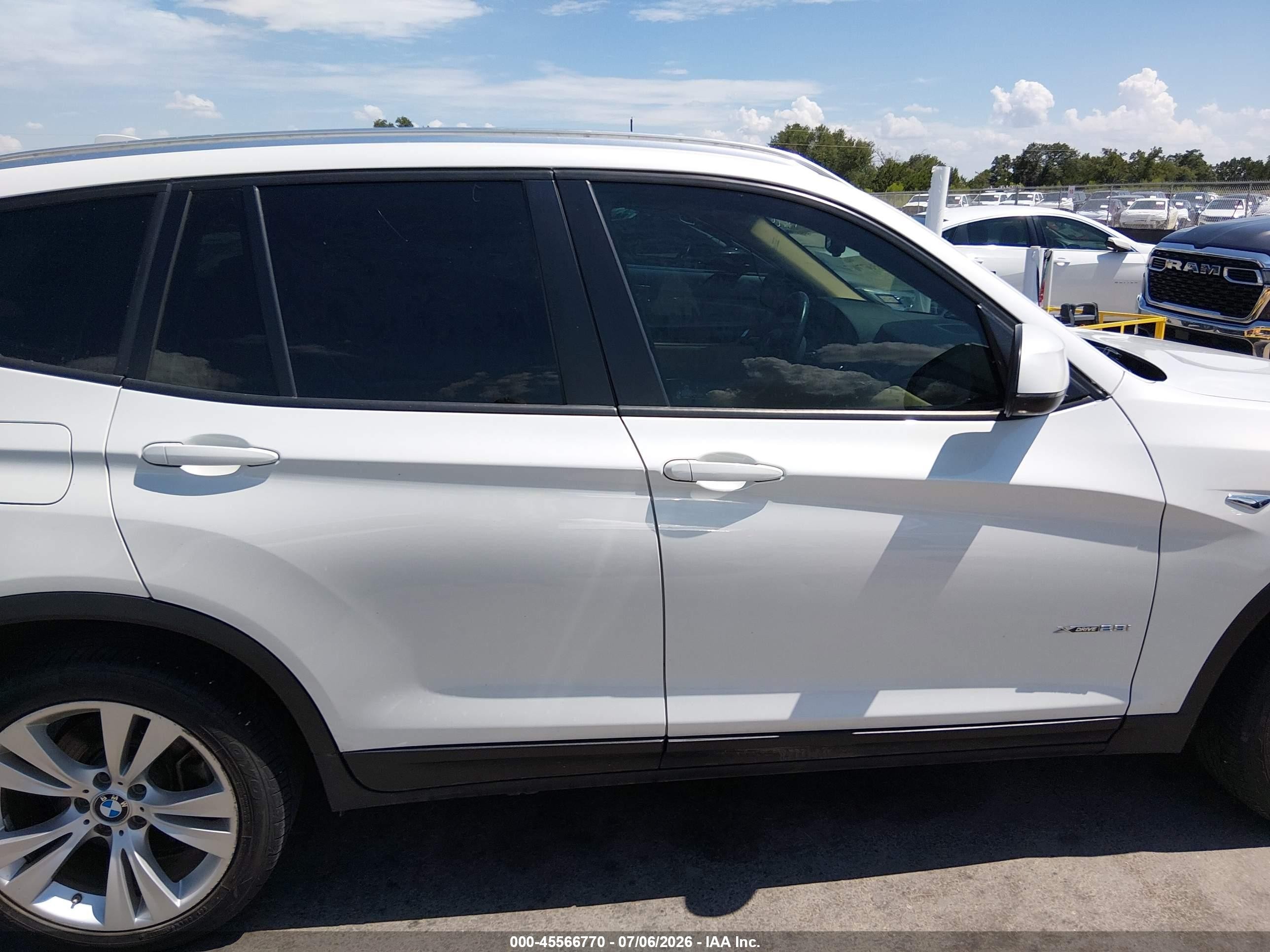 2015 Bmw X3 Xdrive28i White vin: 5UXWX9C52F0D56879