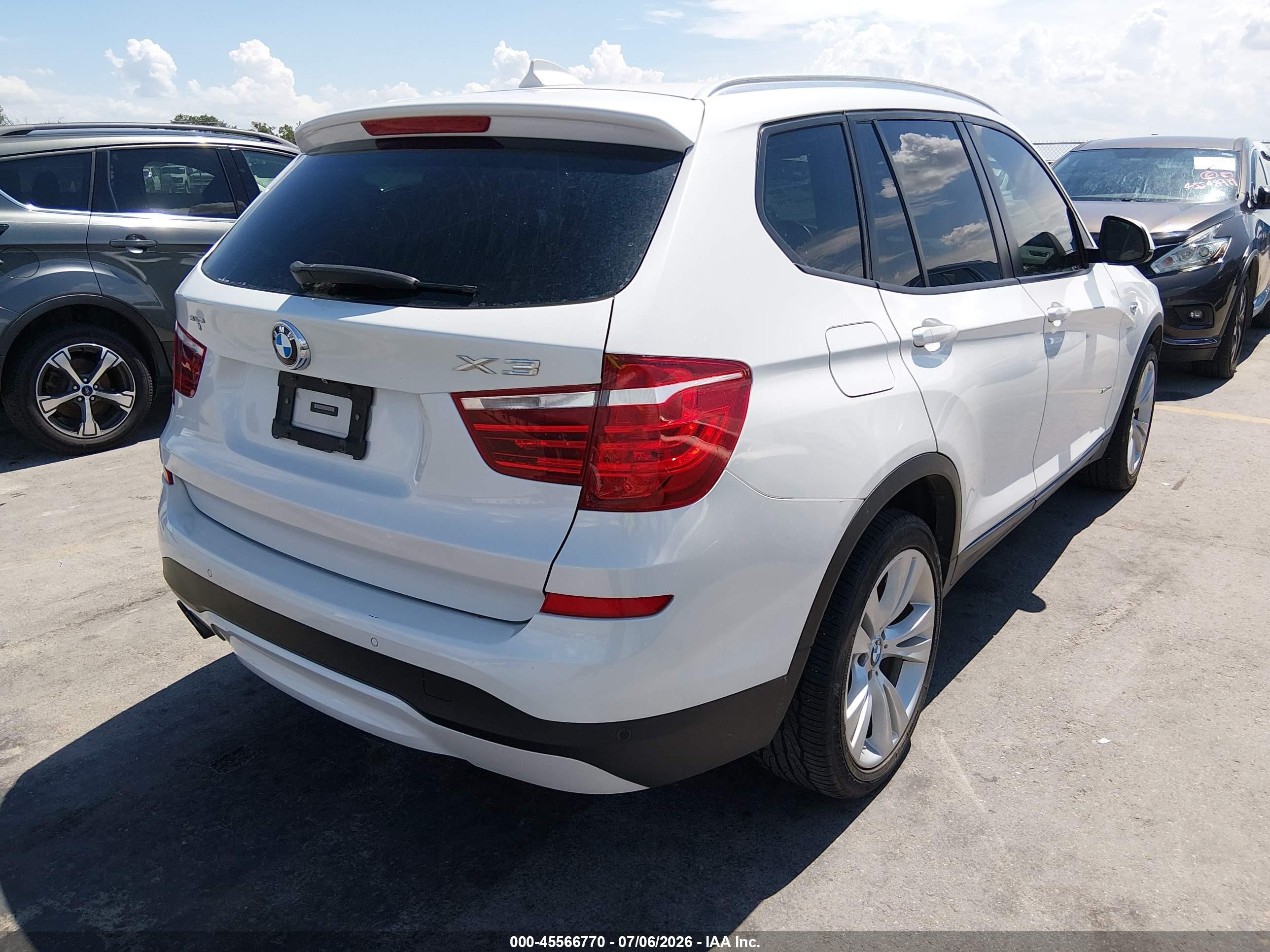 2015 Bmw X3 Xdrive28i White vin: 5UXWX9C52F0D56879
