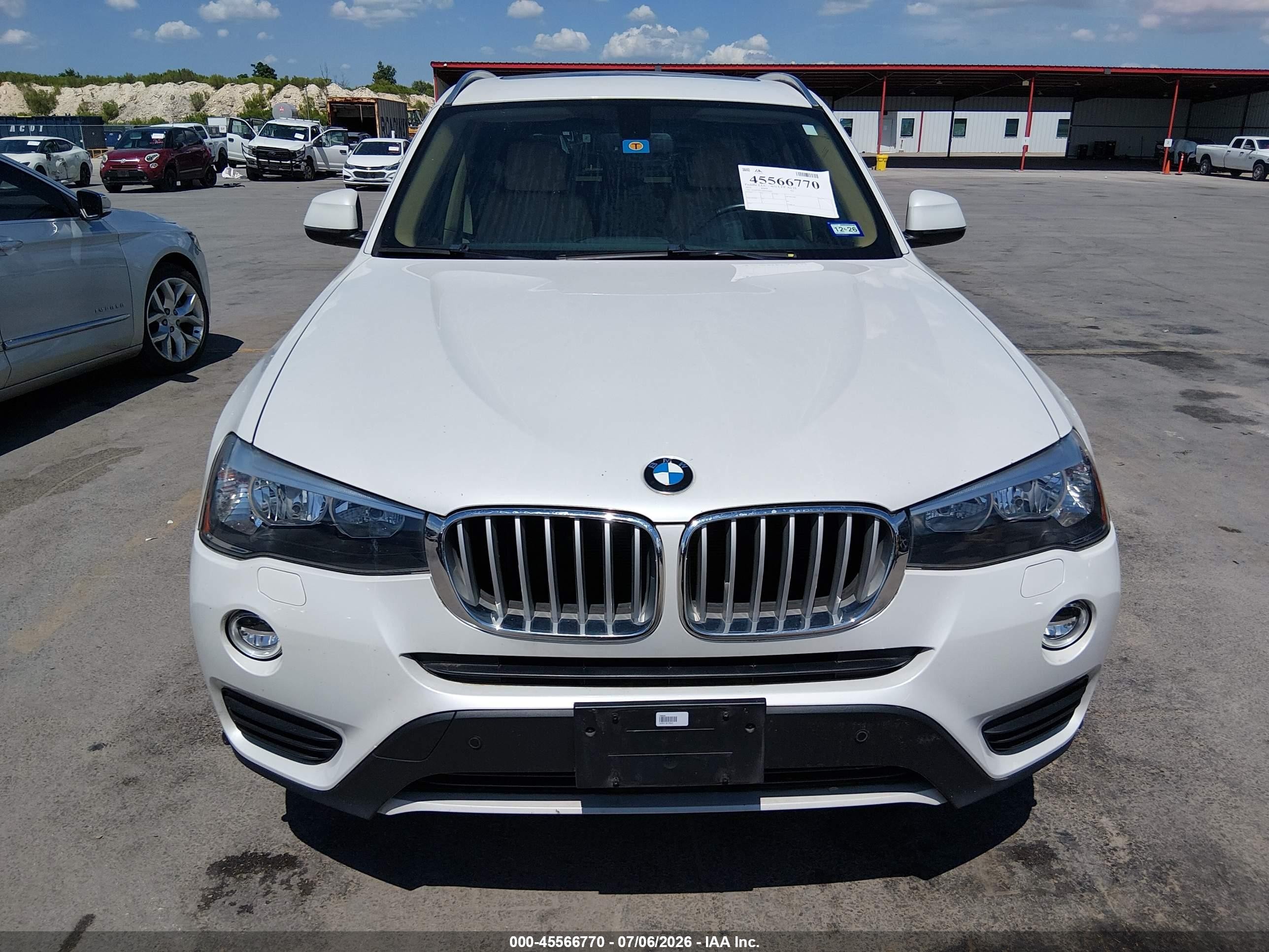 2015 Bmw X3 Xdrive28i White vin: 5UXWX9C52F0D56879
