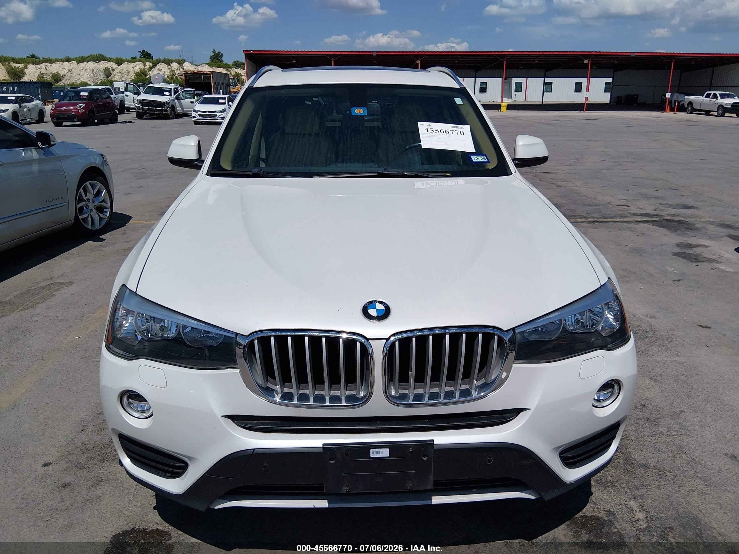 2015 Bmw X3 Xdrive28i White vin: 5UXWX9C52F0D56879