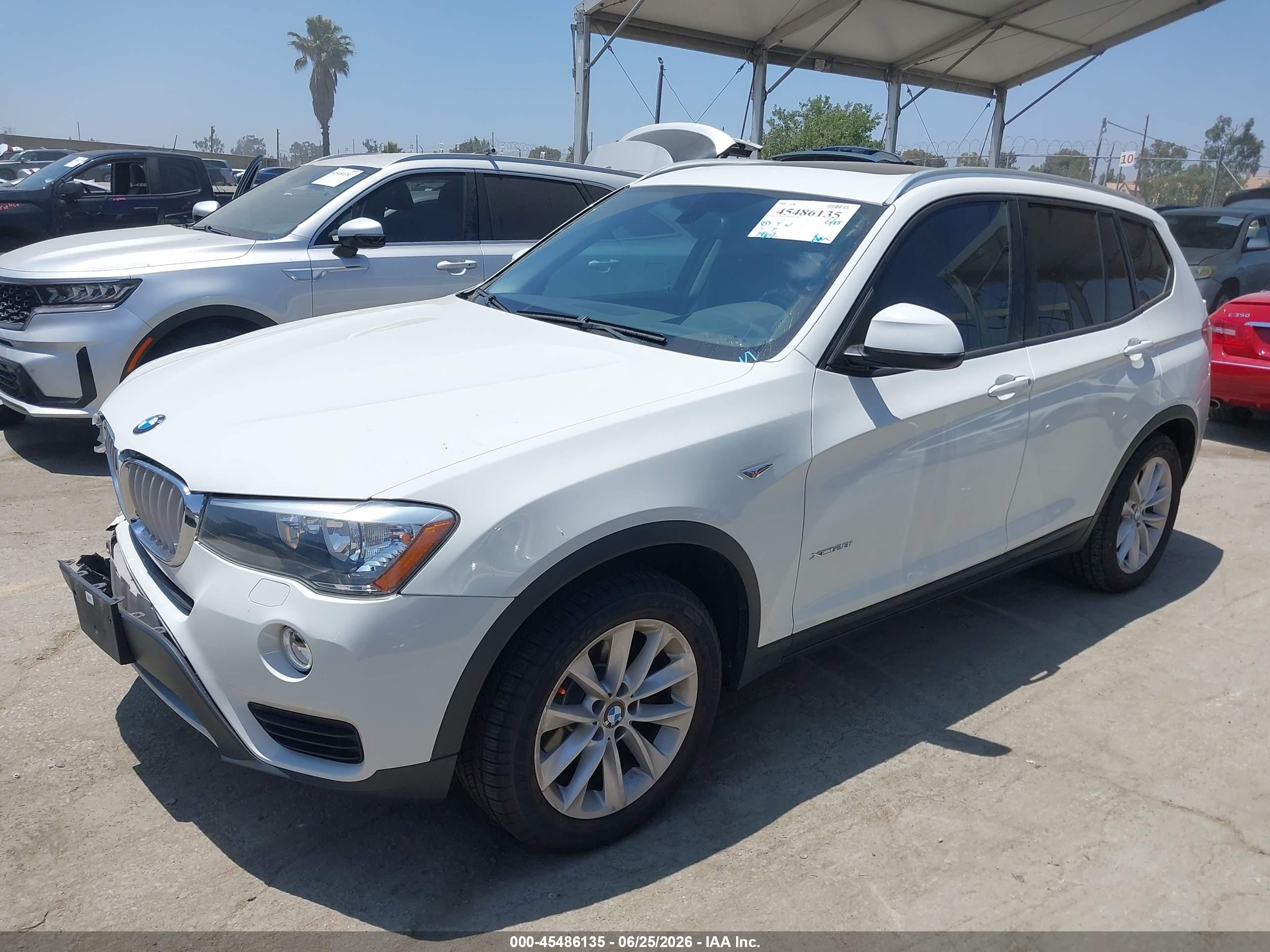 2015 Bmw X3 Xdrive28i White vin: 5UXWX9C52F0D60933