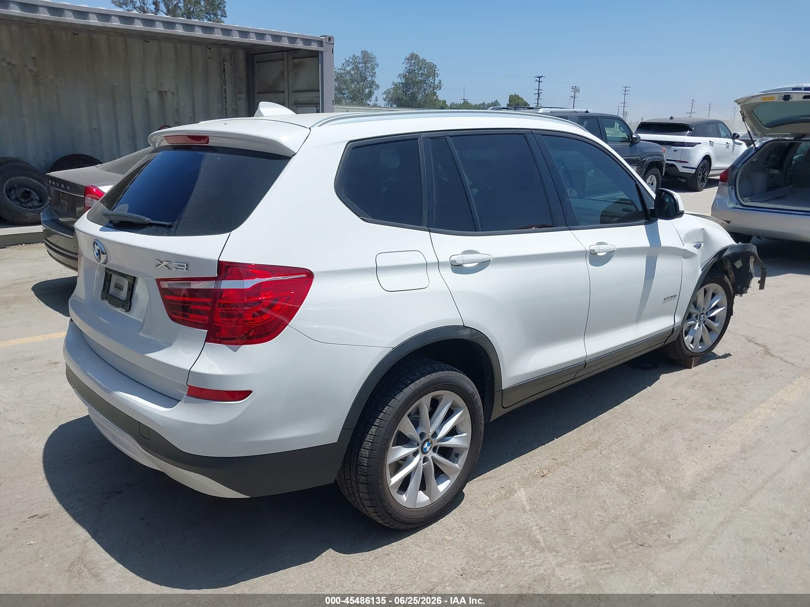 2015 Bmw X3 Xdrive28i White vin: 5UXWX9C52F0D60933