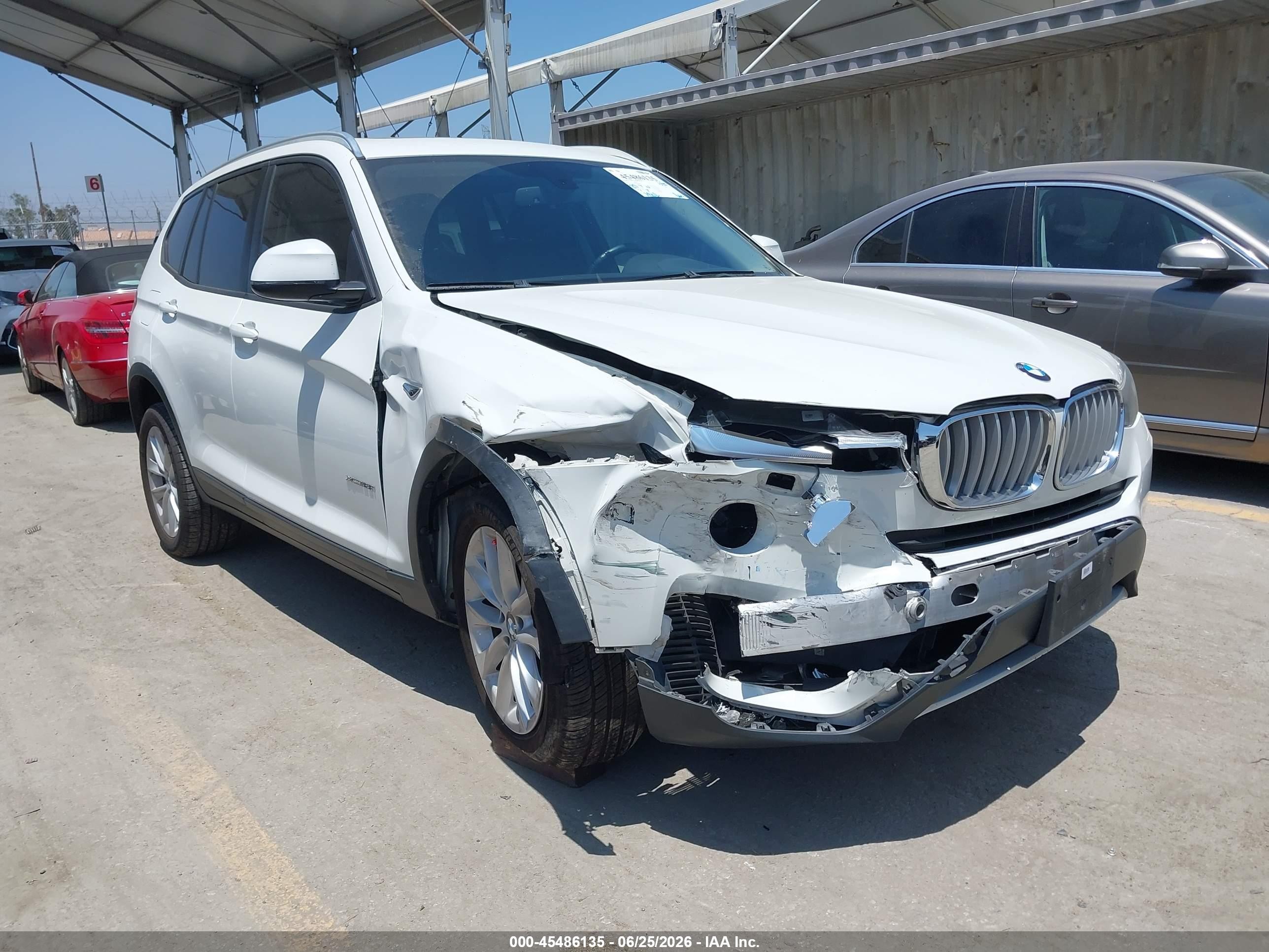 2015 Bmw X3 Xdrive28i White vin: 5UXWX9C52F0D60933