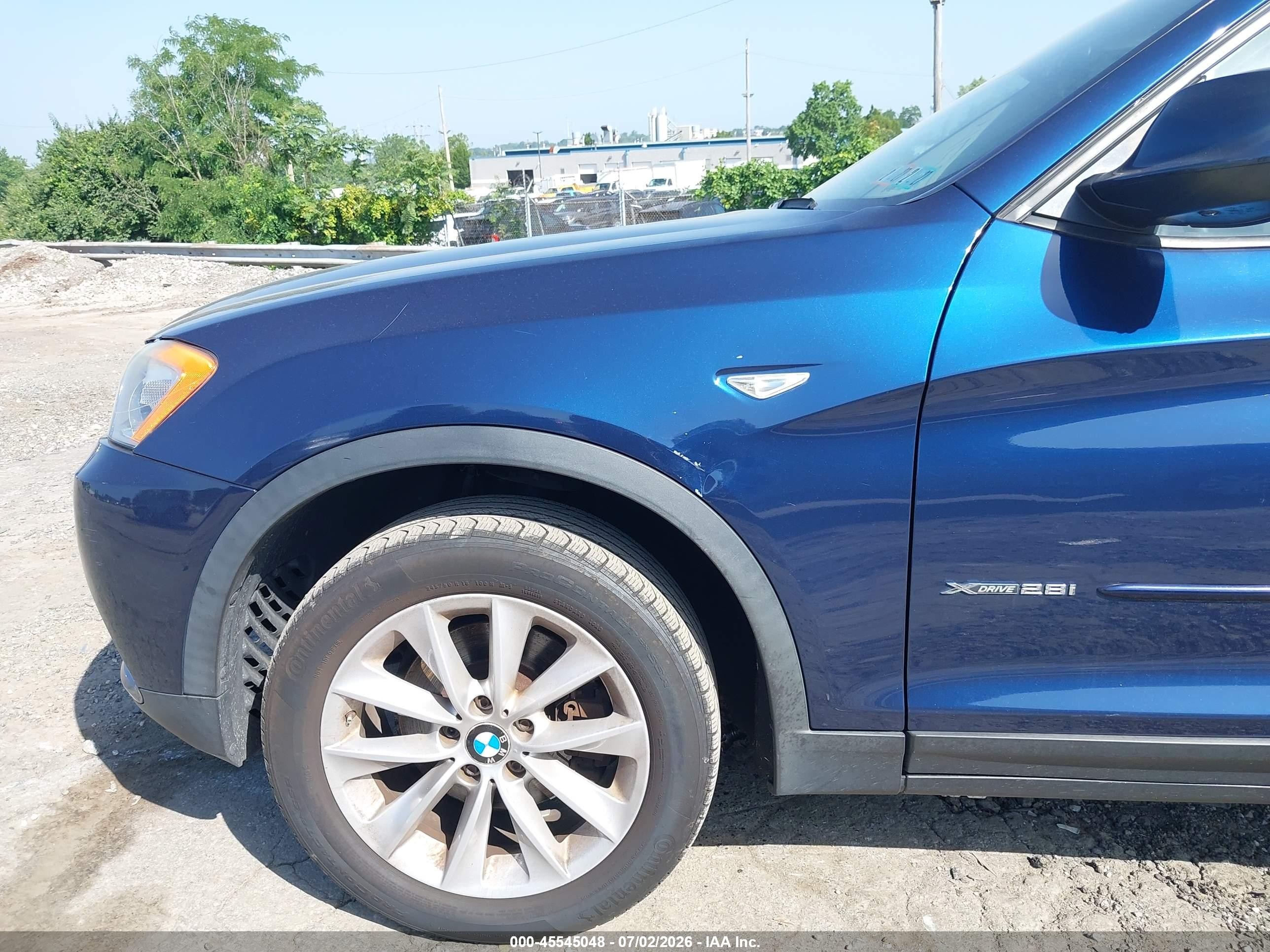 2013 Bmw X3 Xdrive28i Blue vin: 5UXWX9C53D0A09090