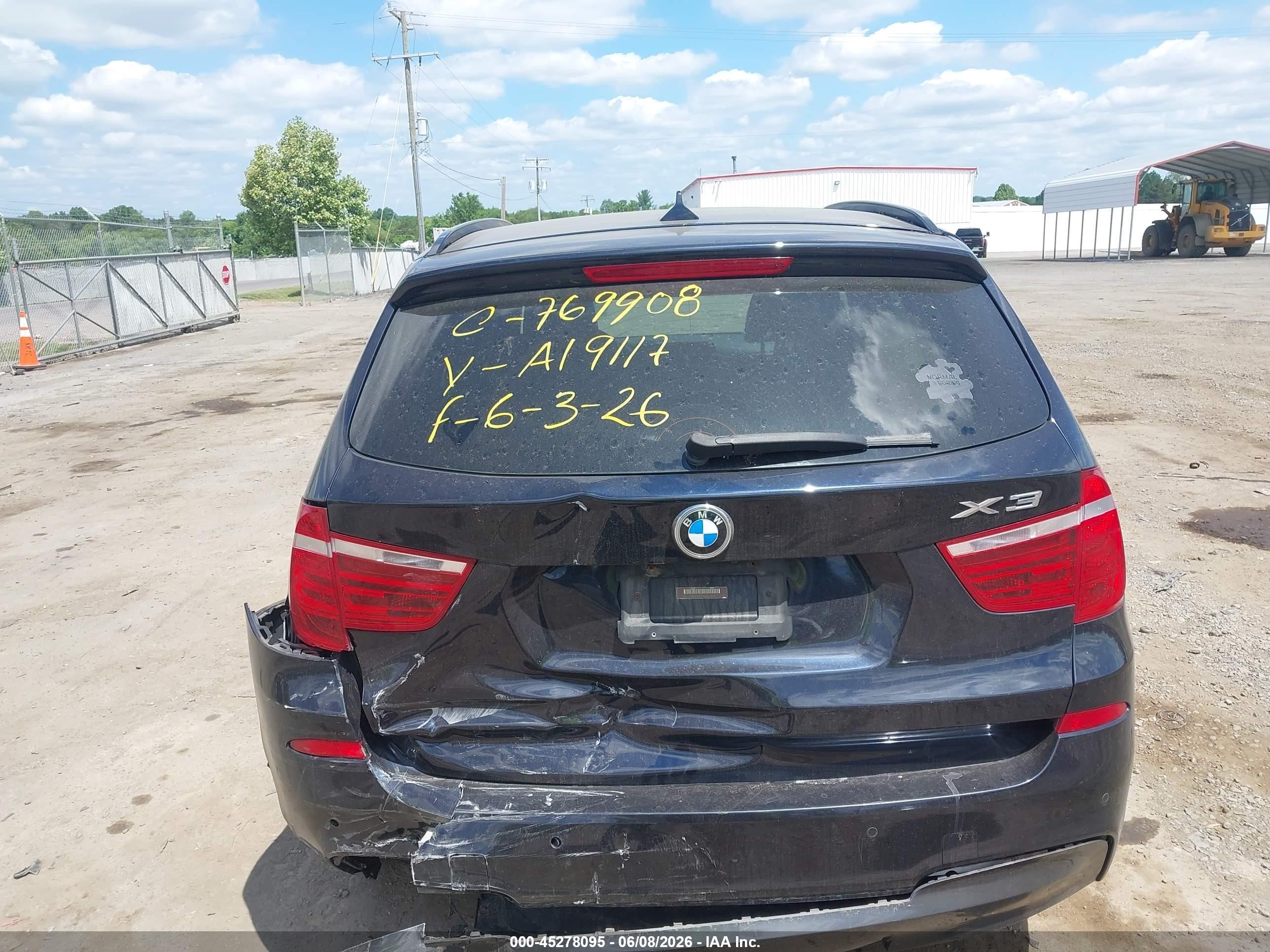 2013 Bmw X3 Xdrive28i Черный vin: 5UXWX9C53D0A19117