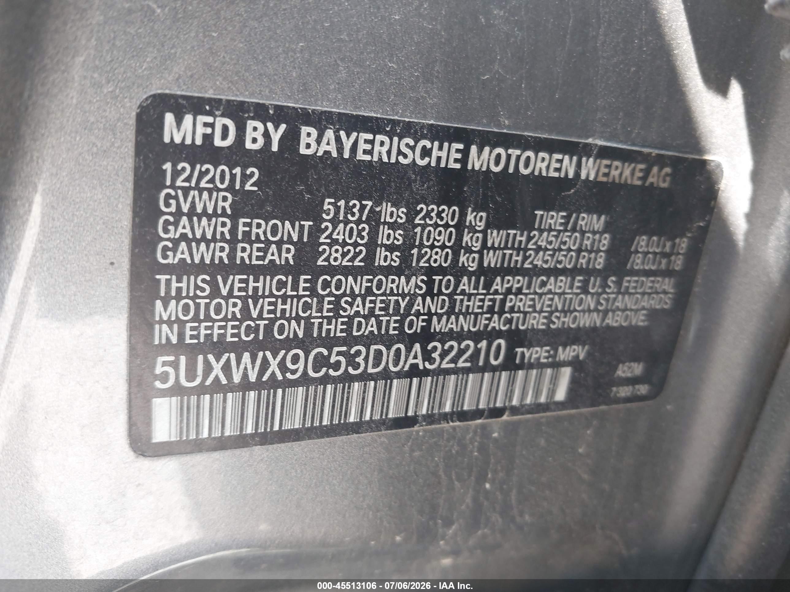 2013 Bmw X3 Xdrive28i Серый vin: 5UXWX9C53D0A32210