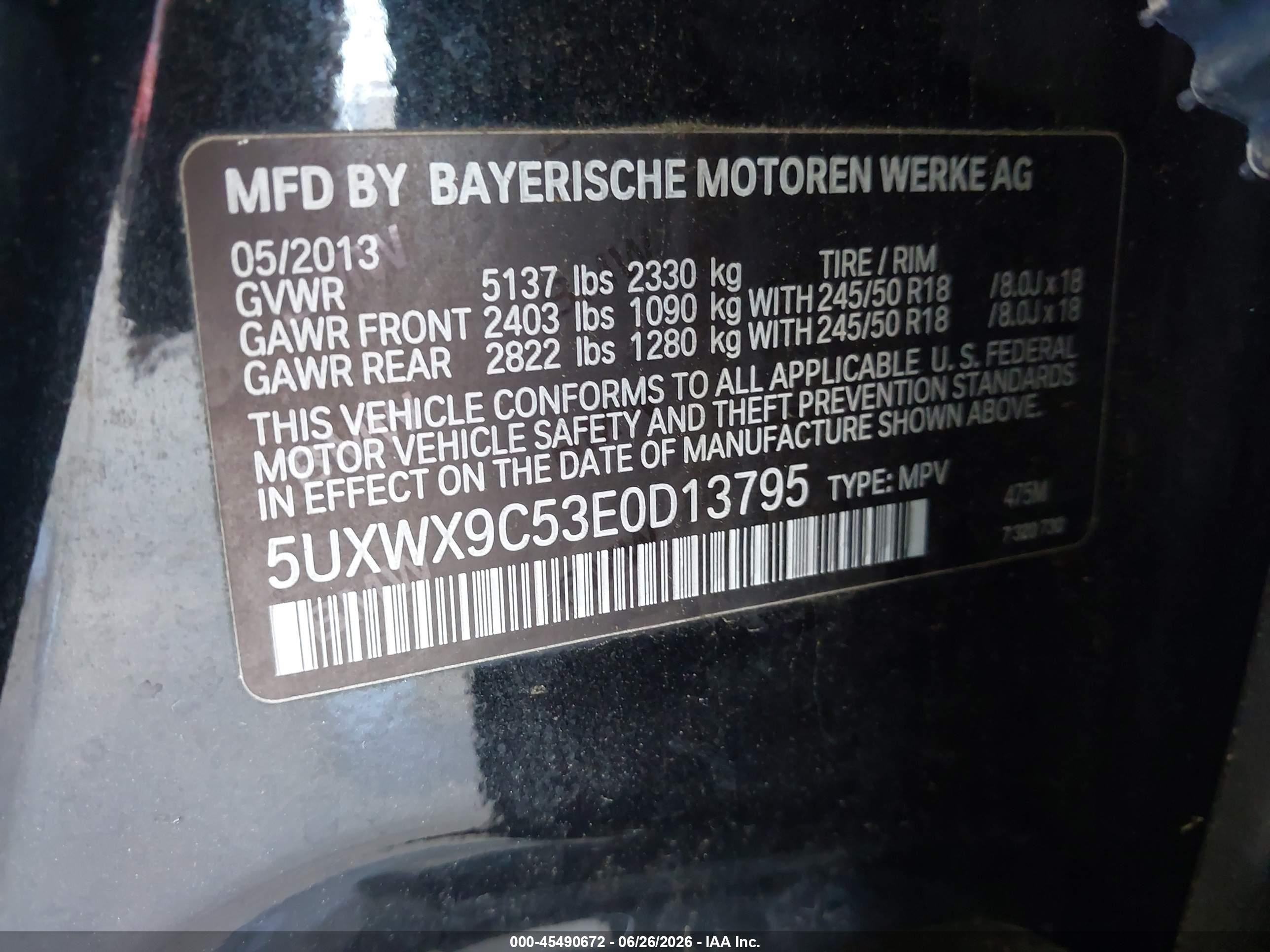 2014 Bmw X3 Xdrive28i Черный vin: 5UXWX9C53E0D13795