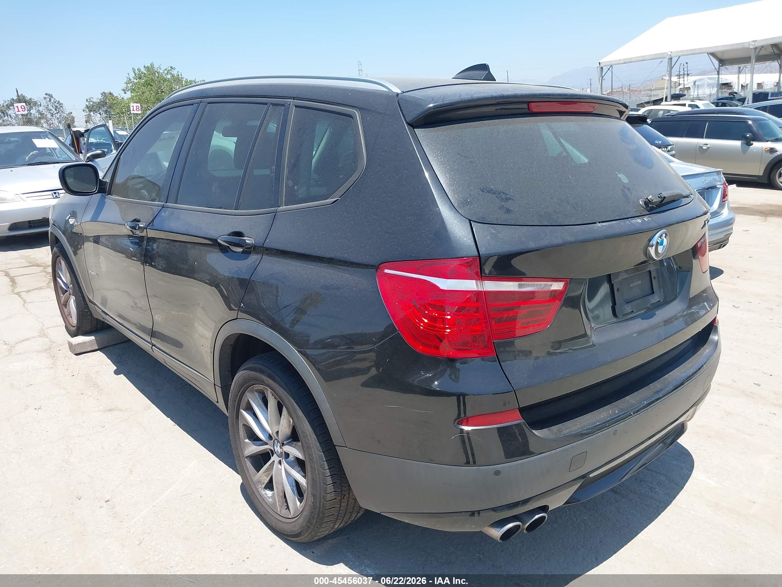 2014 Bmw X3 Xdrive28i Black vin: 5UXWX9C53E0D14655