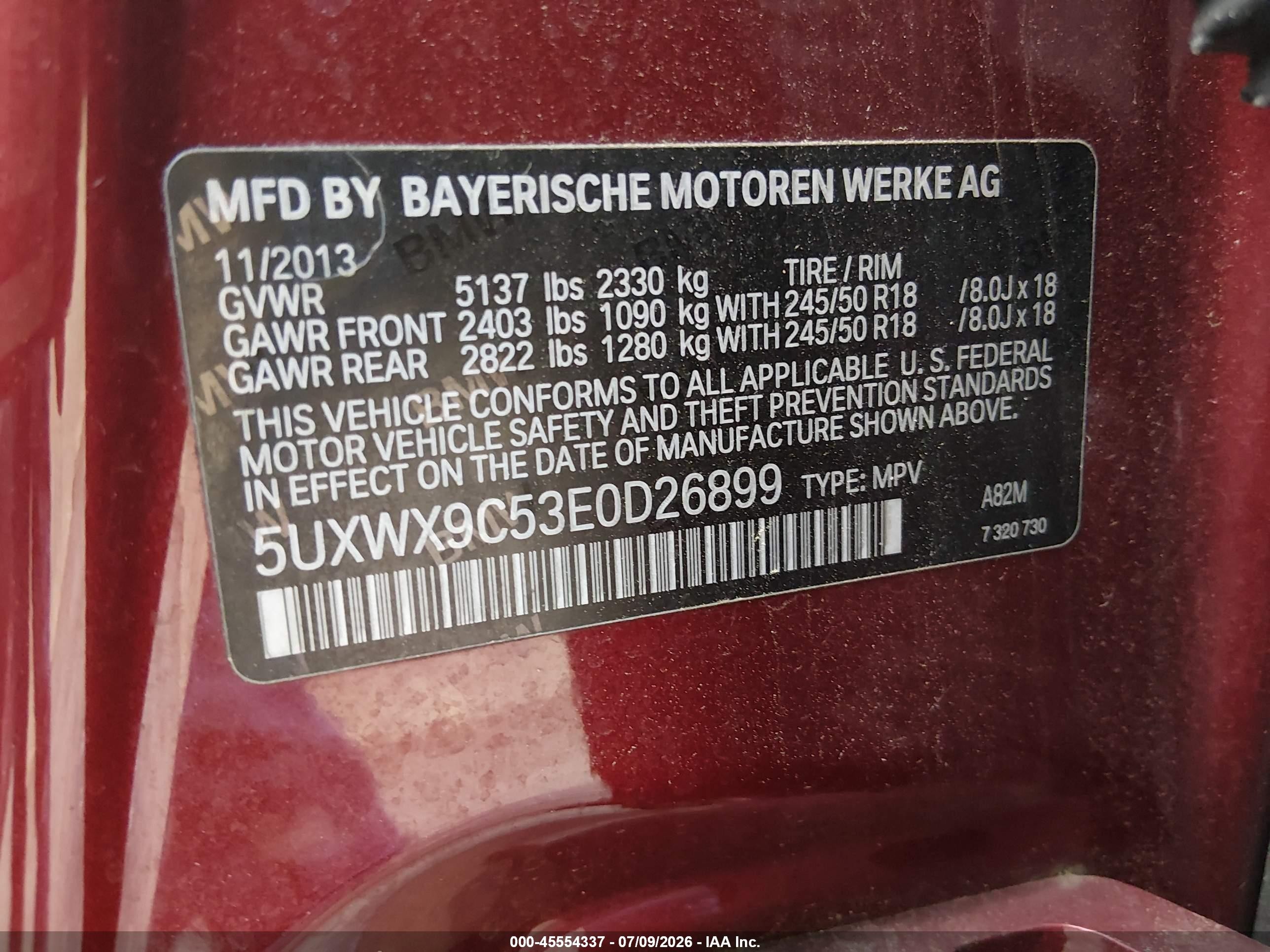 2014 Bmw X3 Xdrive28i Red vin: 5UXWX9C53E0D26899