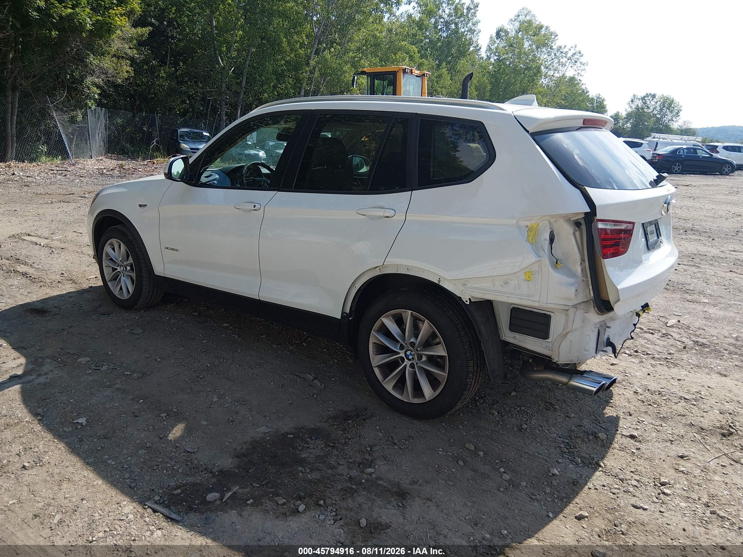 2015 Bmw X3 Xdrive28i White vin: 5UXWX9C53F0D54994