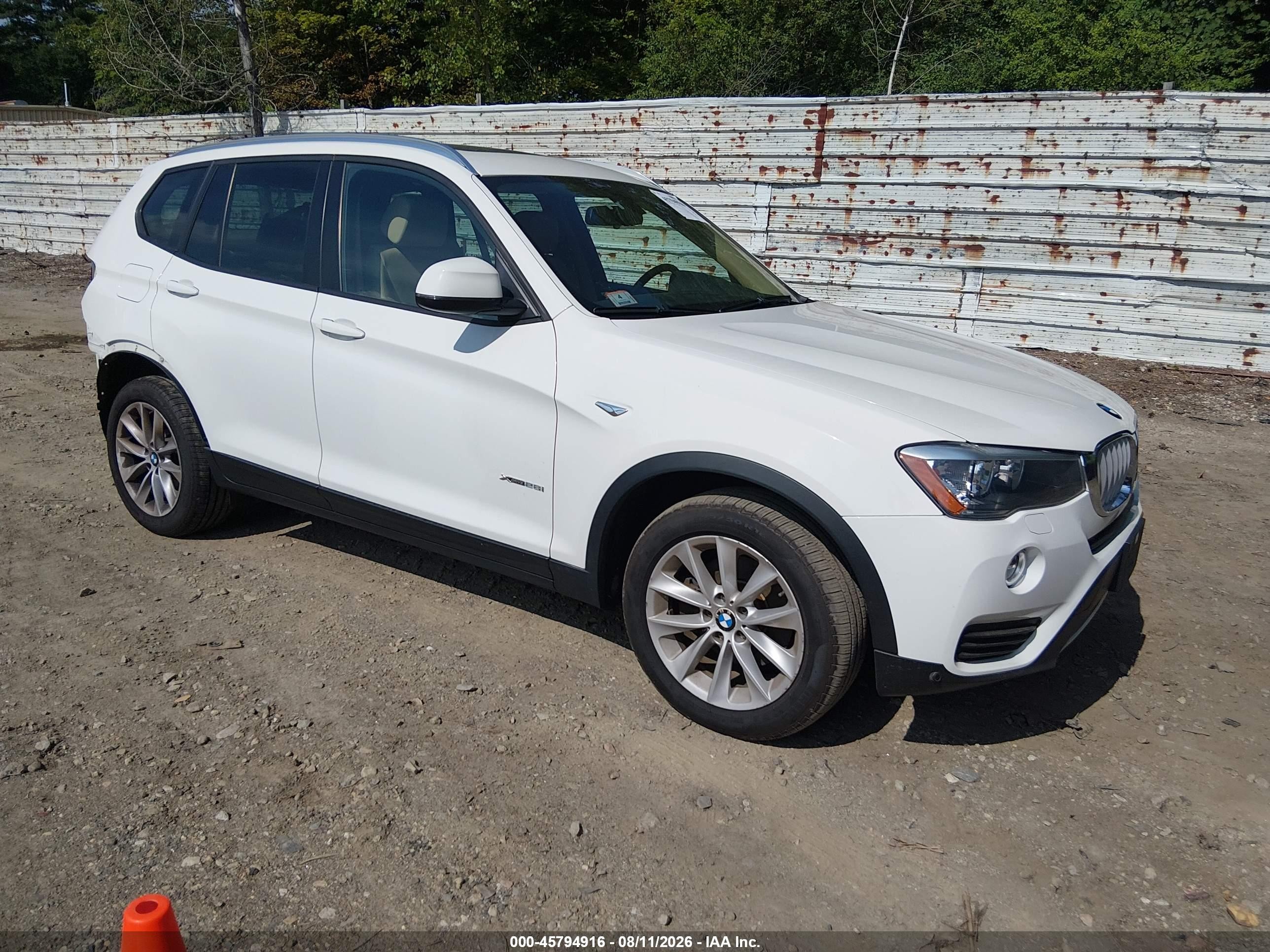 2015 Bmw X3 Xdrive28i White vin: 5UXWX9C53F0D54994