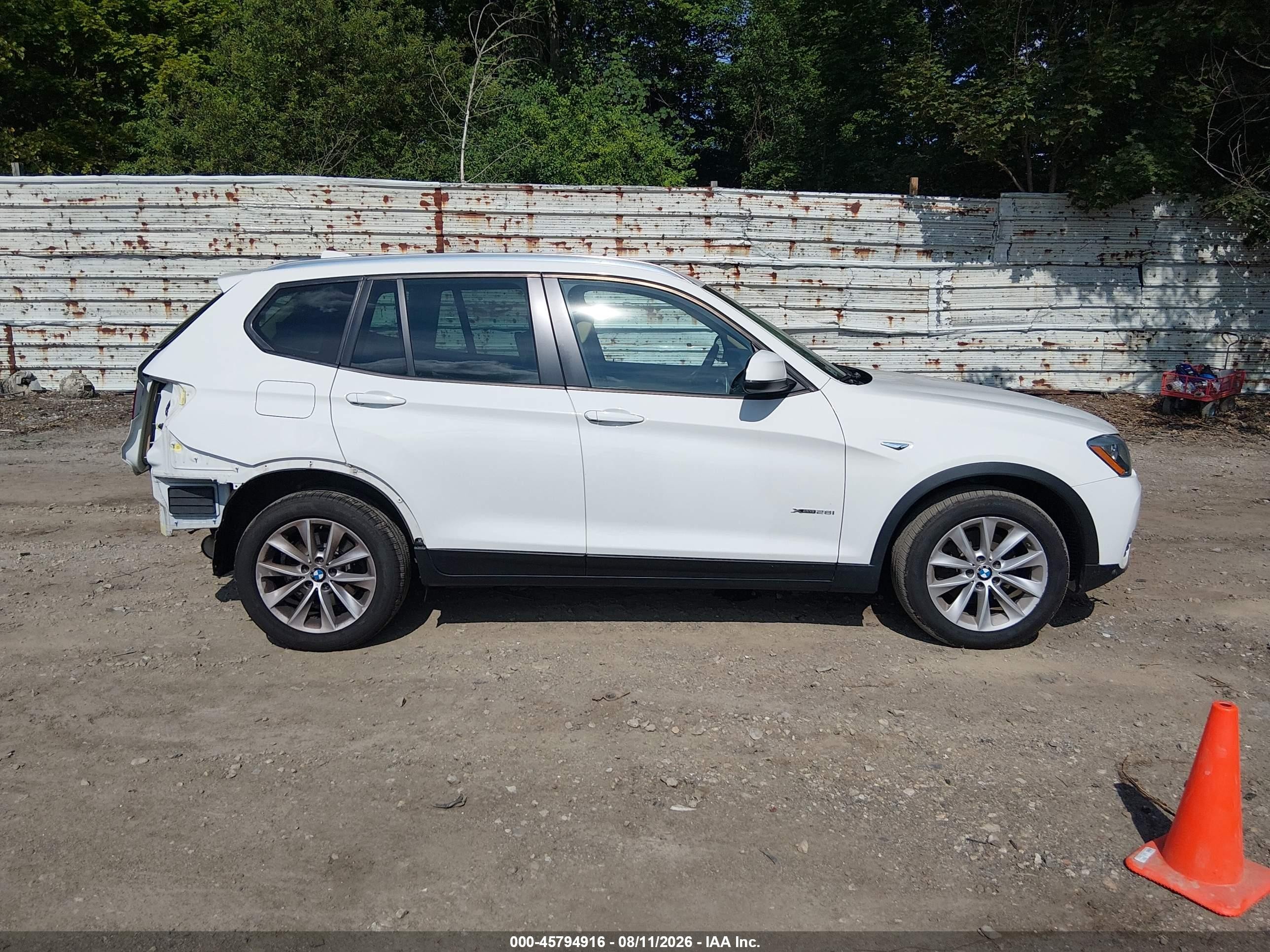 2015 Bmw X3 Xdrive28i White vin: 5UXWX9C53F0D54994