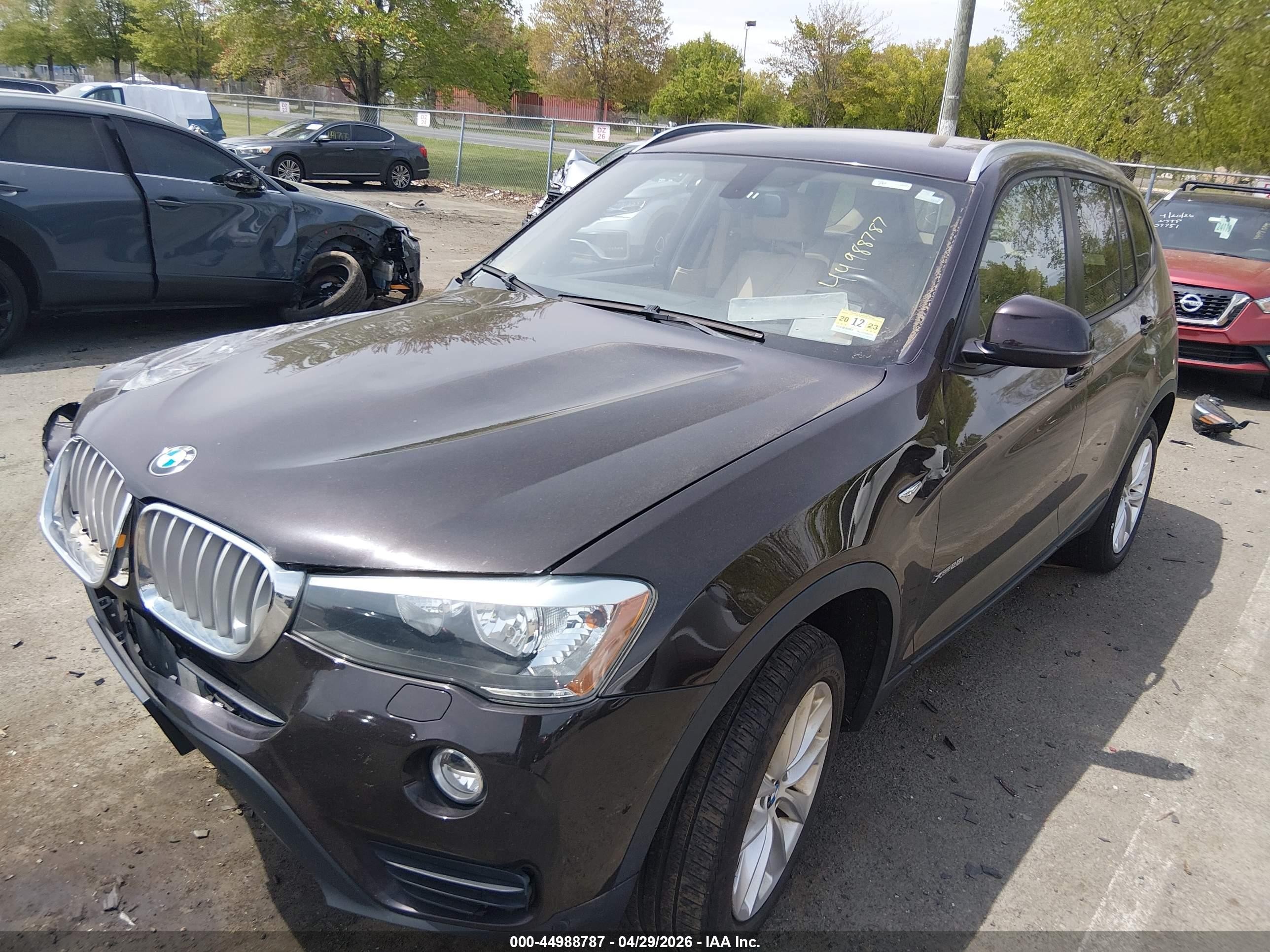 2015 Bmw X3 Xdrive28i Black vin: 5UXWX9C53F0D56583