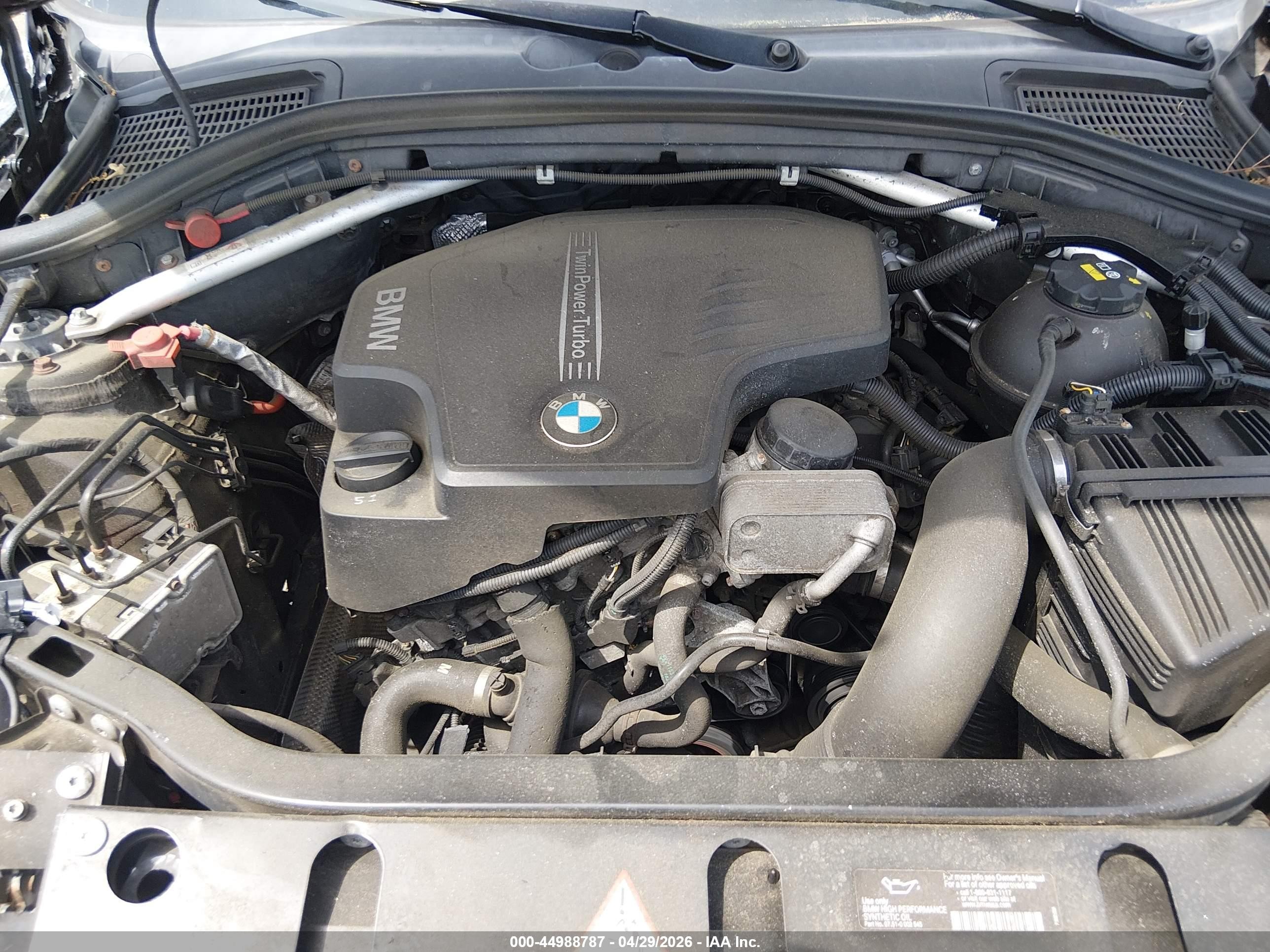 2015 Bmw X3 Xdrive28i Black vin: 5UXWX9C53F0D56583