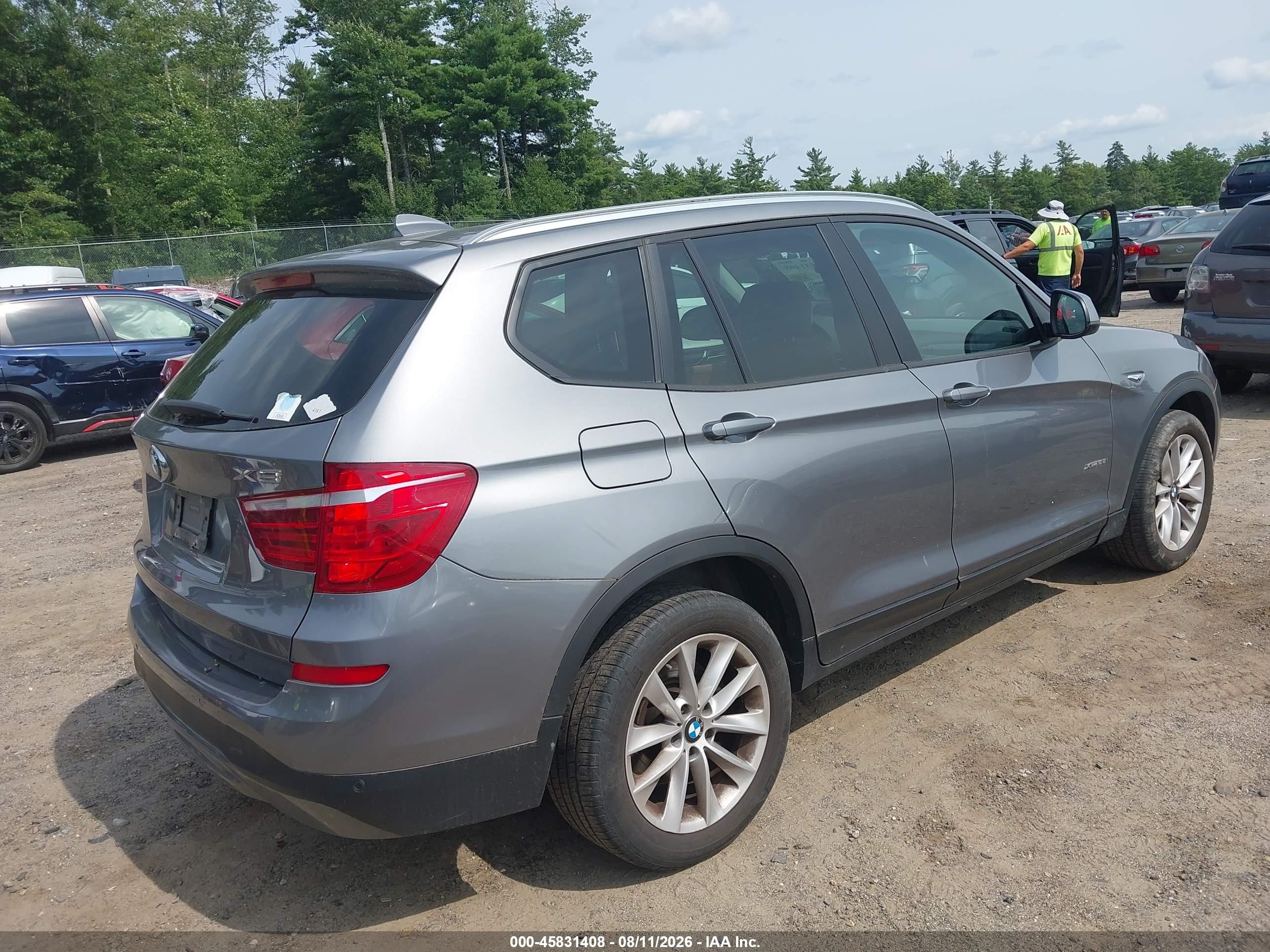 2015 Bmw X3 Xdrive28i Gray vin: 5UXWX9C53F0D58270